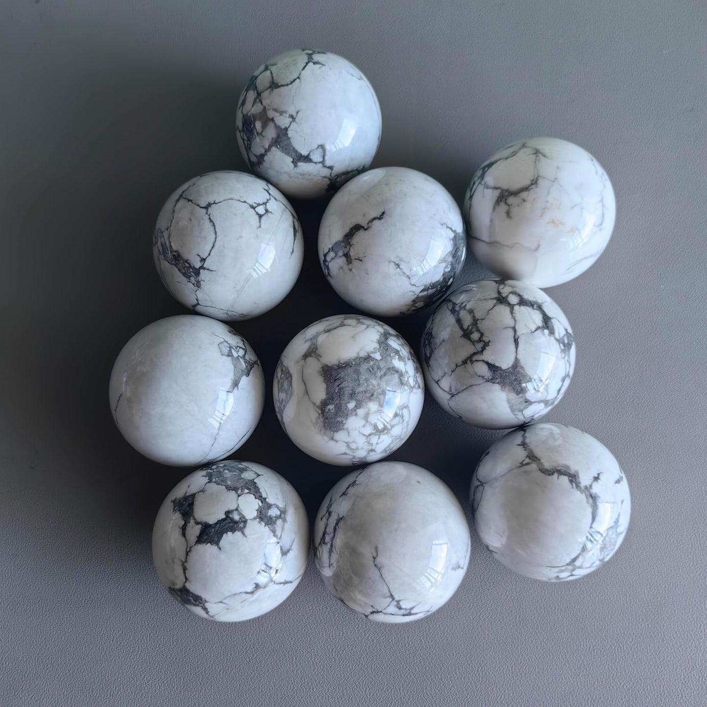 Hand Exercise Balls 30mm for Women - Set of 2 Natural Crystal Stone Spheres - Finger Joint Relief & Stress Relax, Perfect Size for Women's Hands, White Howlite Turquoise