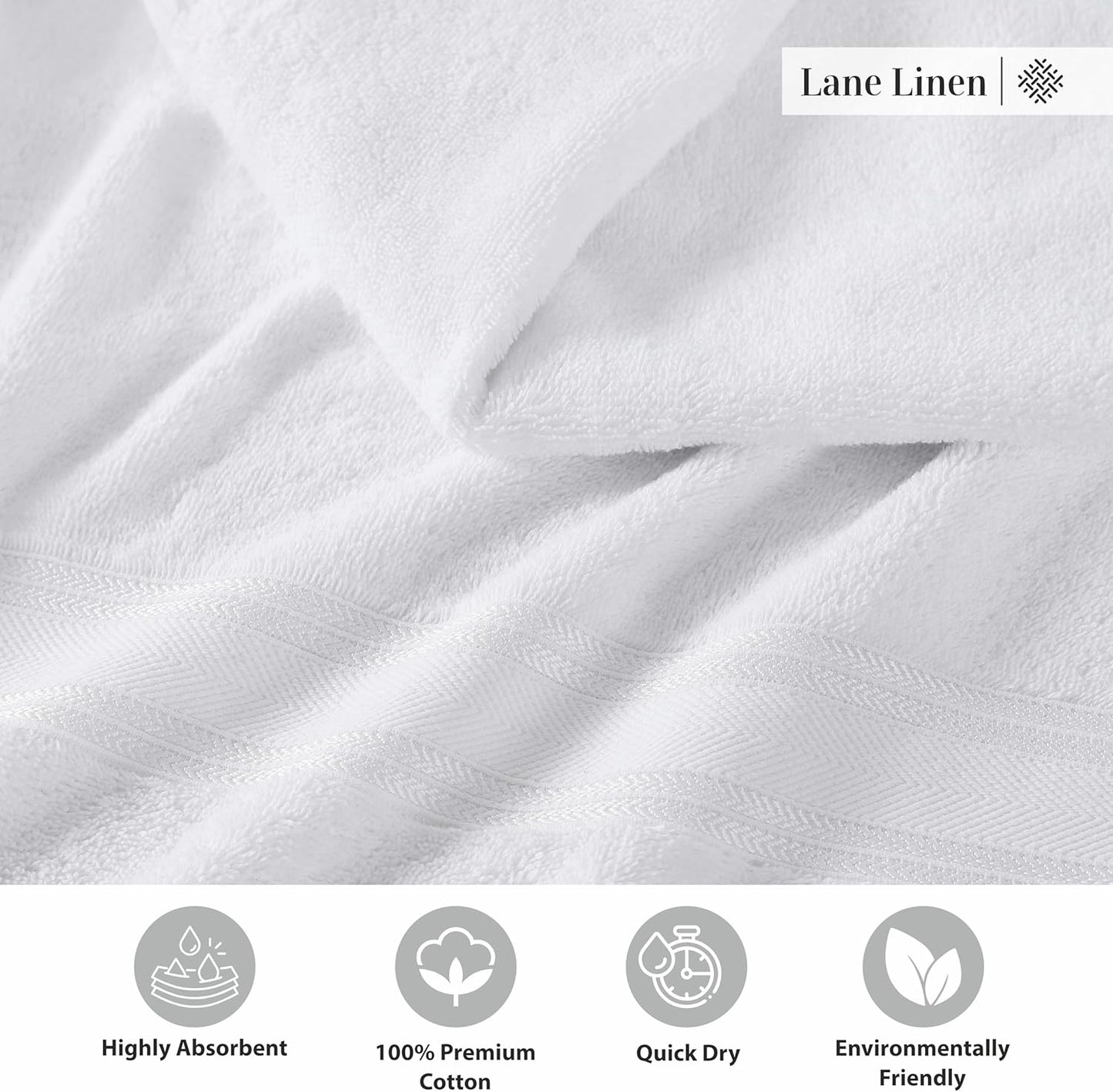 LANE LINEN 100% Cotton 4 Pack Bath Sheets (35"x66") - Zero Twist Cotton - Extra Large Bath Towels Set - Quick Drying, Soft & Absorbent Oversized Bathroom Towel Sets - Hotel Quality - White Towels