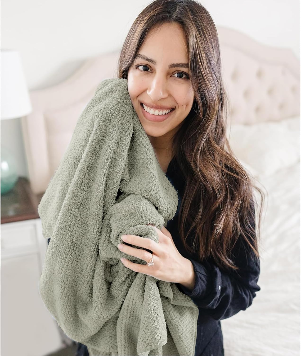 2 Packs Large Microfiber Hair Towels for Women, Super Absorbent & Quick Dry Hair Towel Wrap for Curly Hair Long & Short Hair- Anti-Frizz Hair Turbans for Wet Hair (Green & Clay)