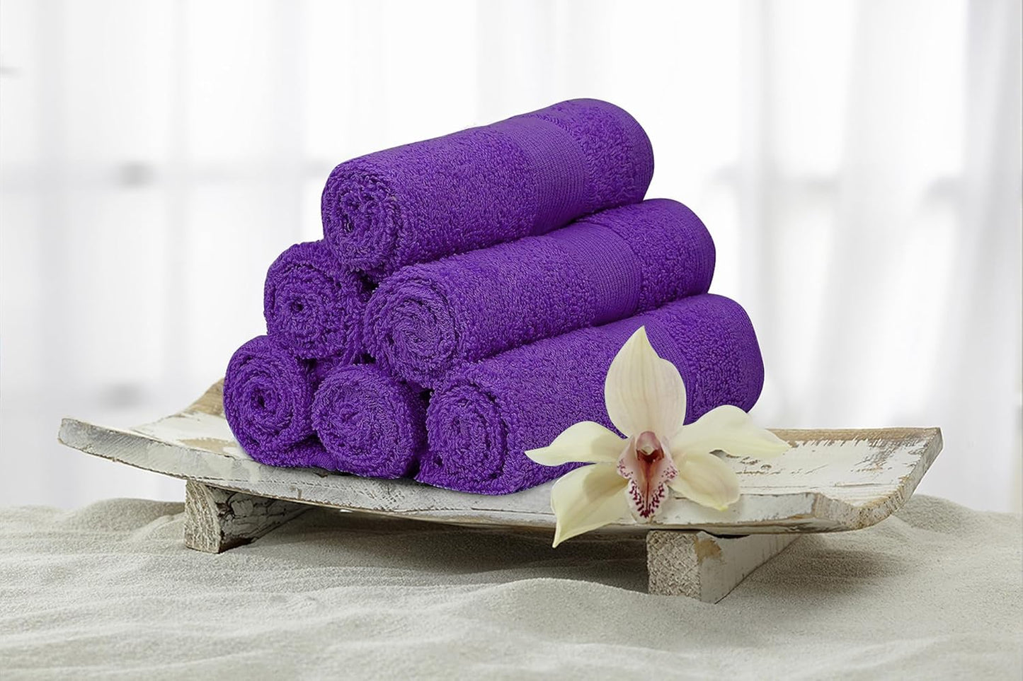 Premium Wash Cloths Pack of 12 (13" x 13") 100% Ring Spun Cotton | Luxury Washcloths | Ultra Soft Face Towels | Highly Absorbent Wash Cloths for face (Purple)
