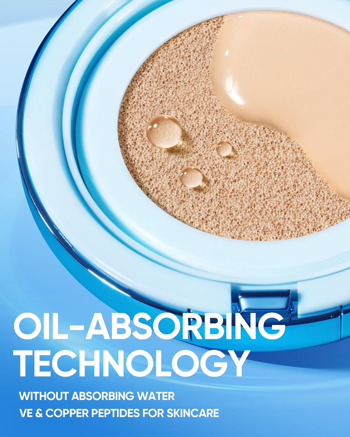 Velvet Matte Cushion Foundation Blue Ultra Cover Powder Foundation Oil-Control Waterproof BB Cushion Makeup CC Cream (01 VANILLA)