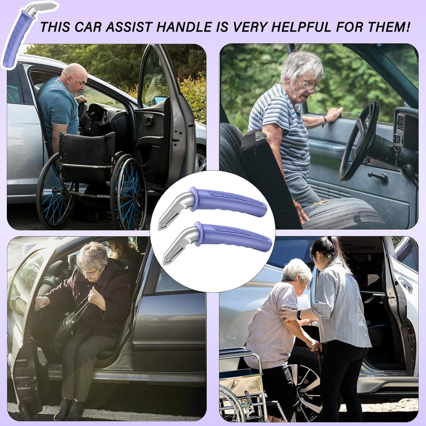 2 Pack Car Door Handle for Elderly Car Handle Assist for Easy Sit to Stand Assistance Auto Grab Bar Cane Support Aid Portable Assistive Device for Seniors and Handicap - Best Gifts for Elderly