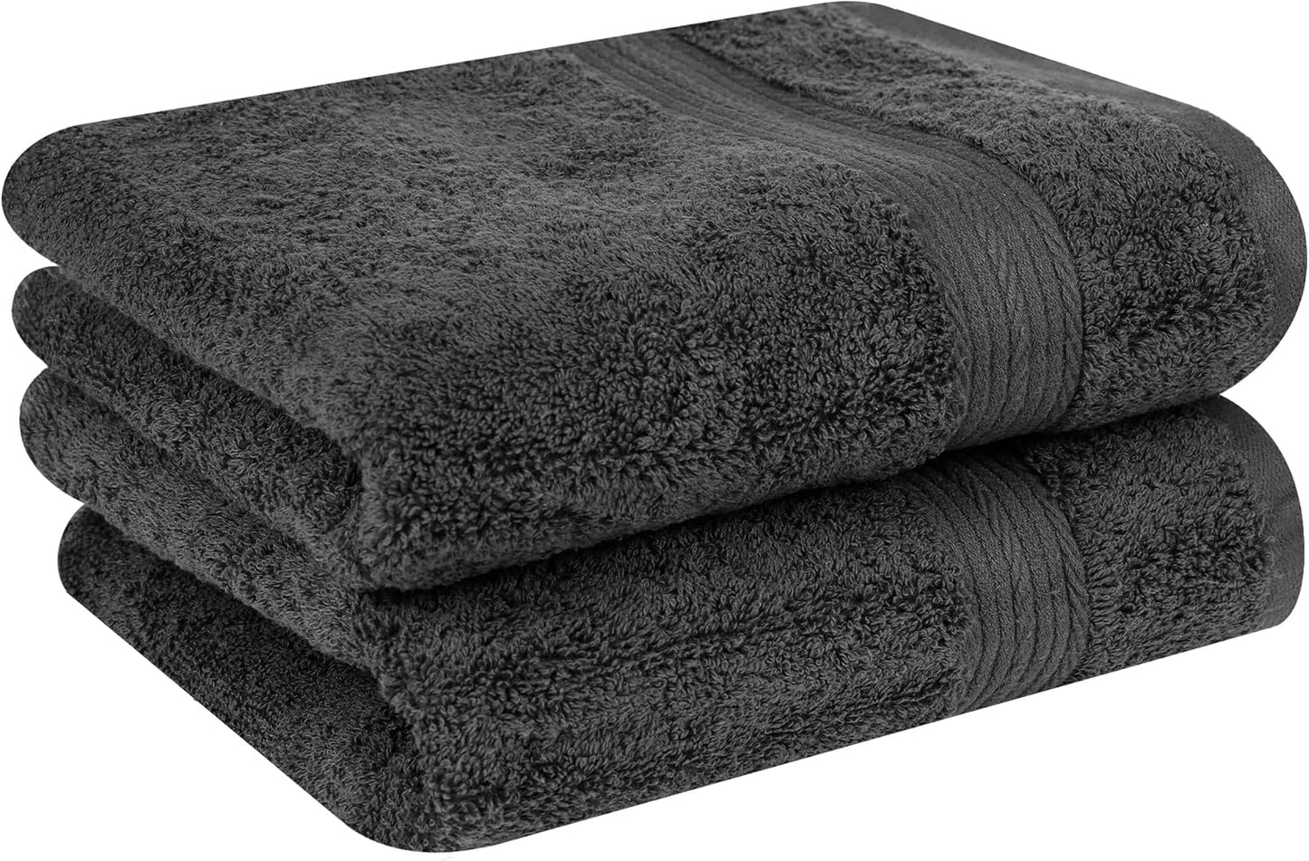 Ample Decor Hand Towels for Bathroom 18 X 28 Inch 600 GSM 100% Cotton, Soft Absorbent - 2 Pcs Gray