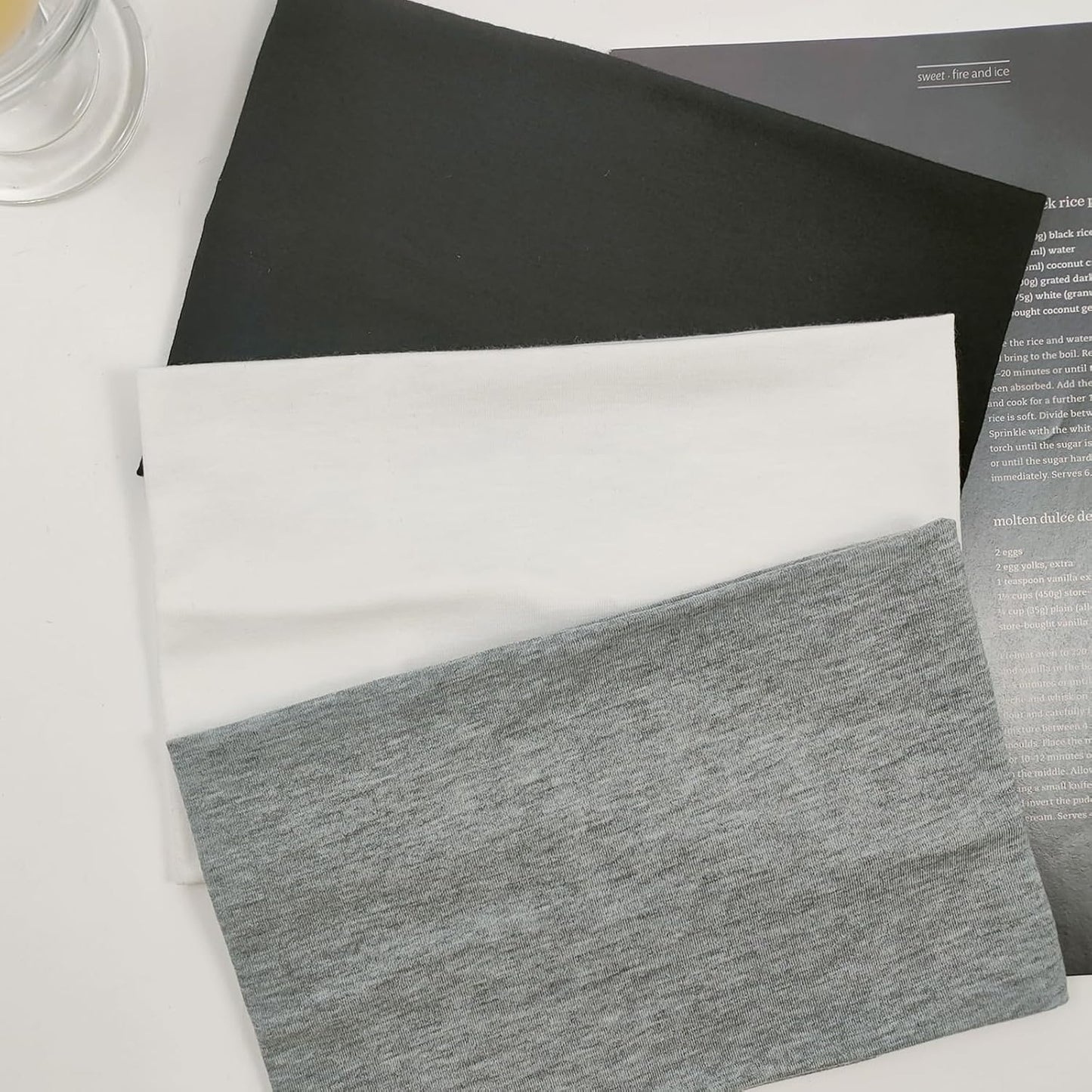 Wide Headbands for Women Stretchy Headband Workout Head Bands for Women's Hair Band Non Slip Head Wrap Black White Gray 6 Pack