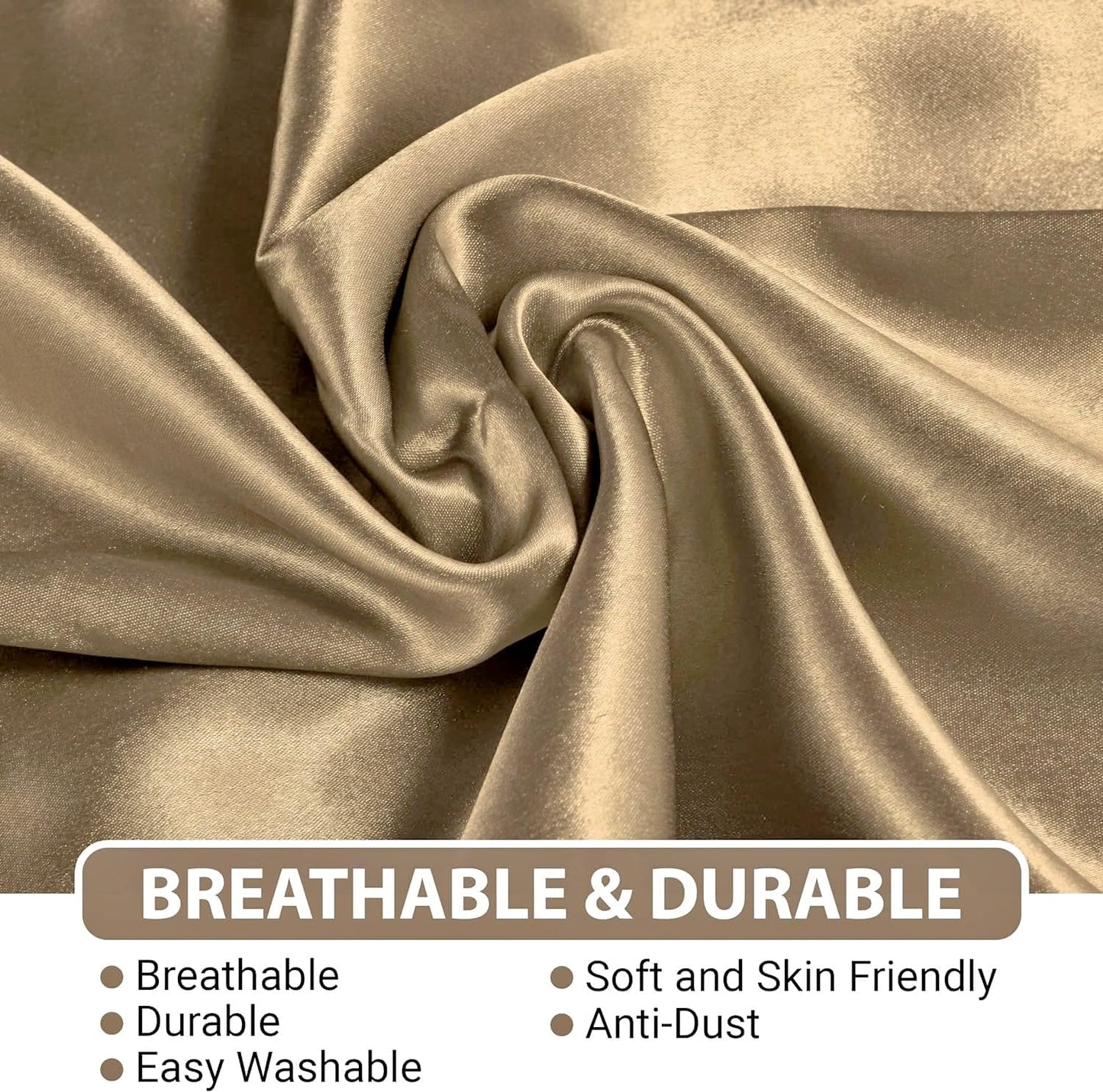 Satin Silk Pillowcase for Hair and Skin, Black Pillow Cases Standard Size Set of 4 Pack Super Soft Pillow Case with Zipper Closure (Camel, Standard(4 Pack))