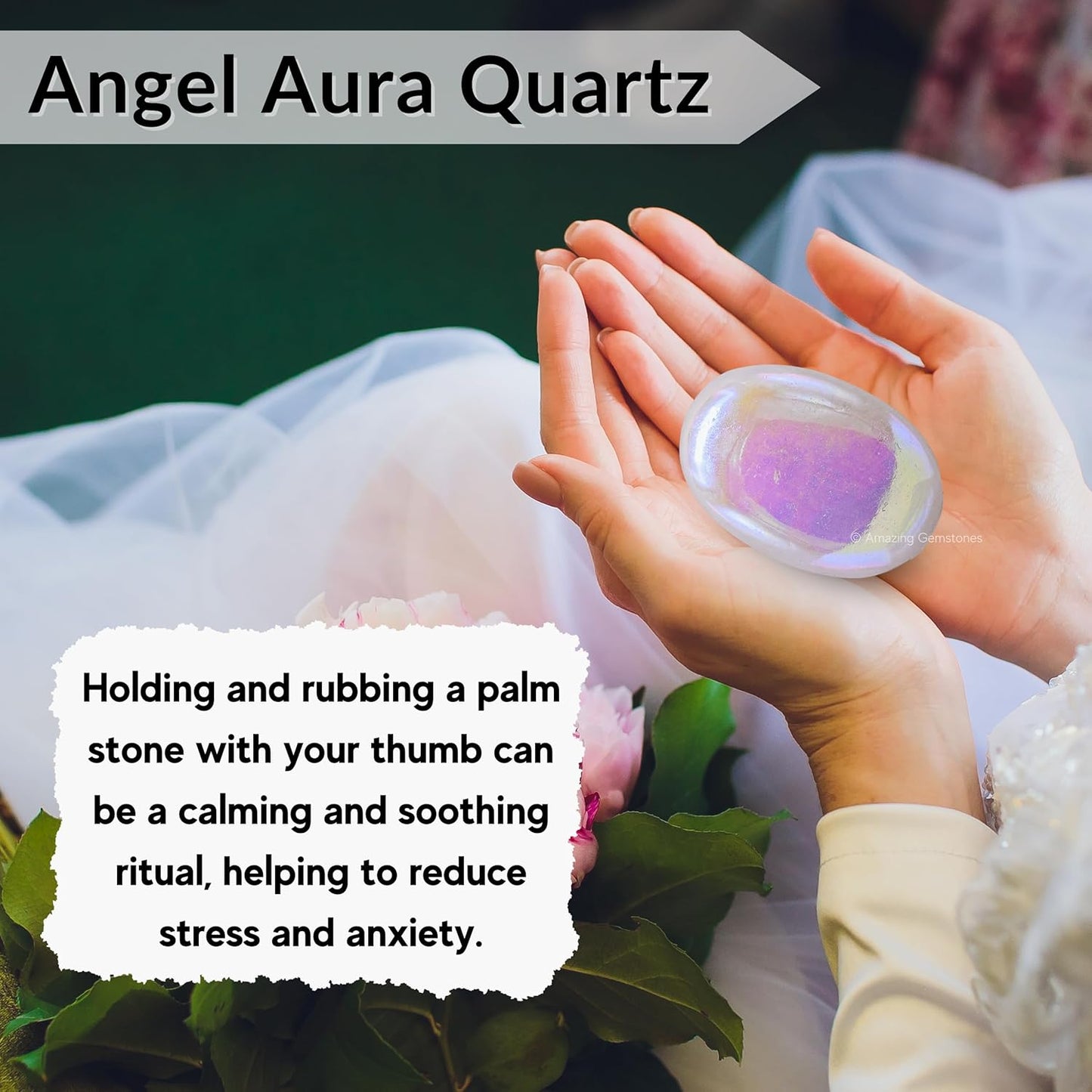 Amazing Gemstone Angel Aura Quartz Crystals and Healing Stones - Large Palm Stone Crystals Piedra - Crystal for Good Luck, Positive Energy, Meditation - Unique Stocking Stuffers, Gifts for Women, Men