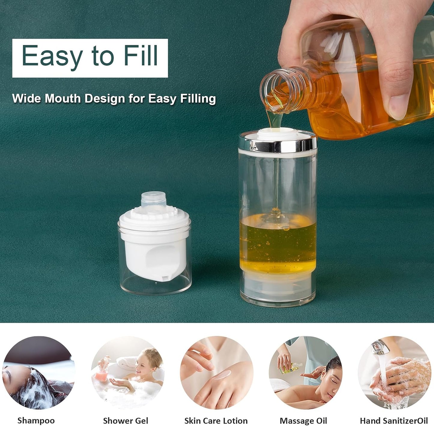 7 Pack Airless Pump Bottles 3.4oz/100ml Lotion Dispenser Travel Pump Bottles for Toiletries Airless Cosmetic Pump Container Airless Pump Jar for Toiletries Shampoo Cream with Labels(Clear)