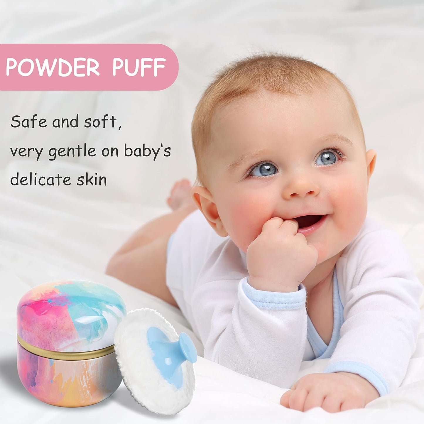 Powder Puff and Powder Container for Body Dusting Powder Case with Puff for Baby and Women,Loose Powder Containers with Puff for Travel (Rainbow1)