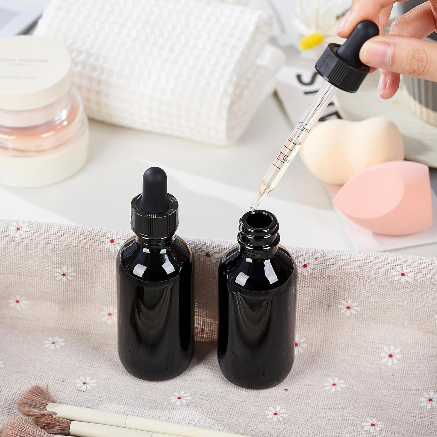 48 Pcs, 2oz Glass Dropper Bottle, Leakproof Tincture Bottles with Dropper, Black Reusable Eye Dropper Bottle, for All Kinds of Liquids (Black,2oz-48pcs)