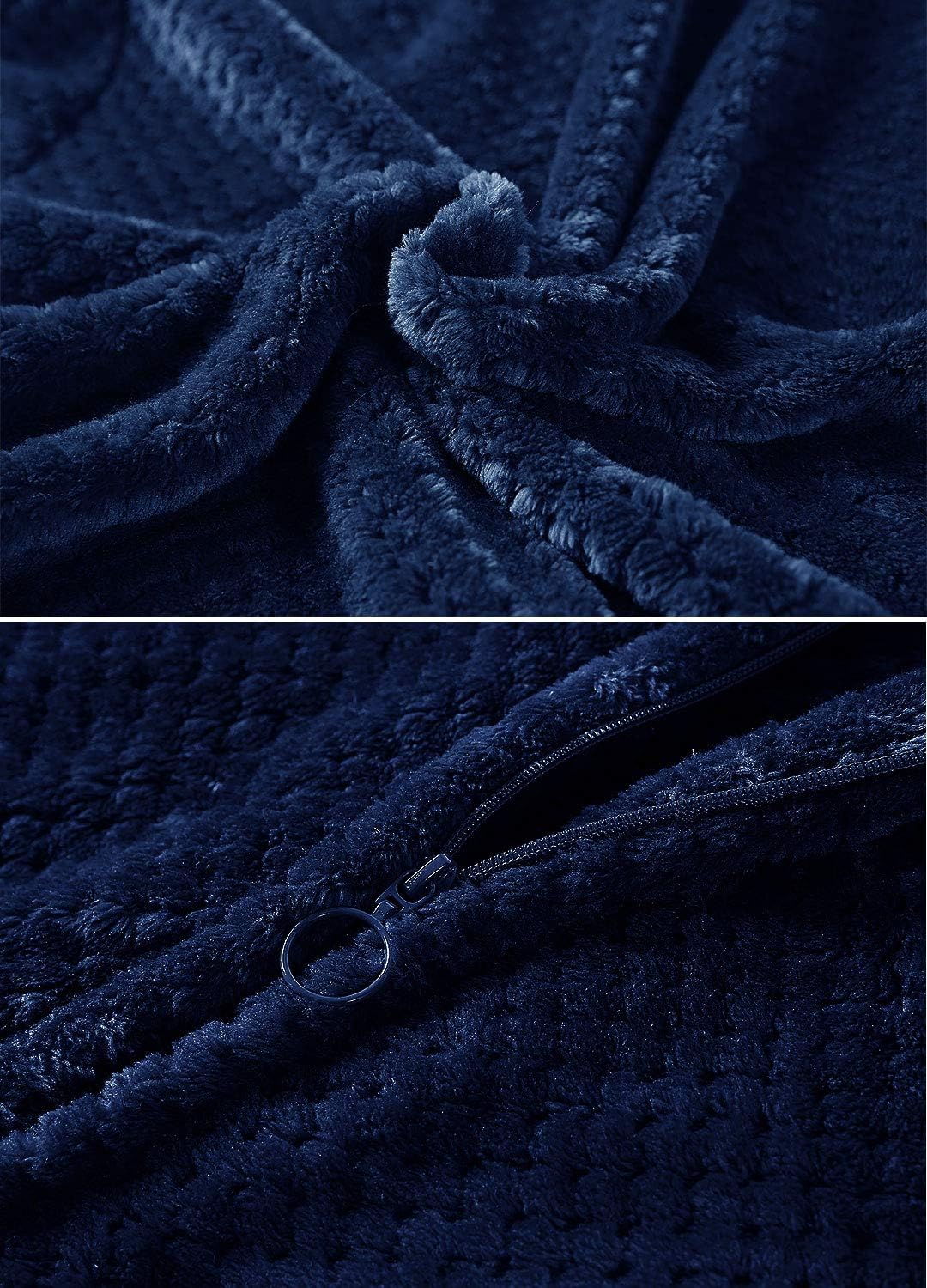 Artfasion Womens Fleece Robe Plush Long Zip Front Bathrobe with Pockets Warm Soft Zippered Bathrobes for Women