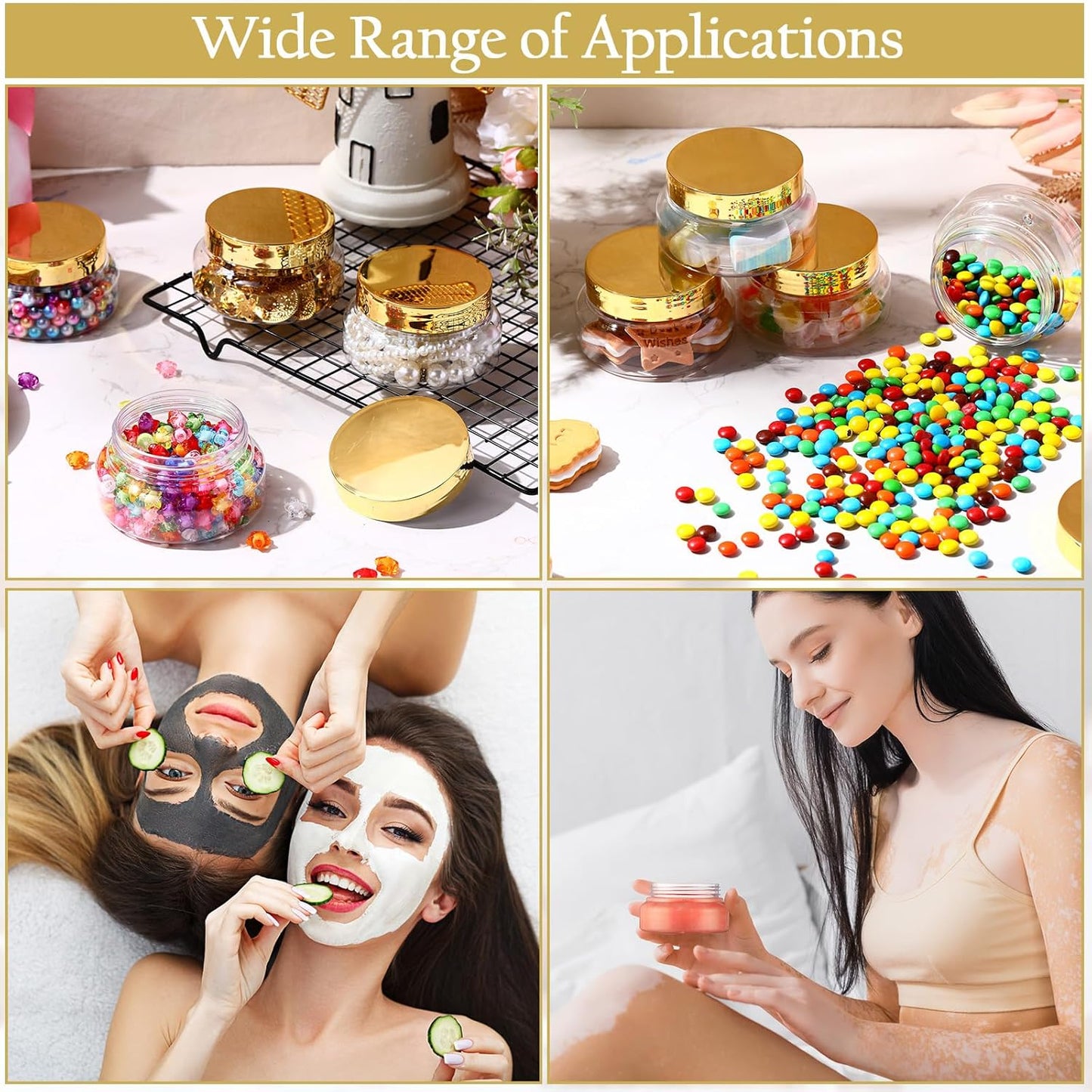 Mumufy Clear Plastic Jars with Lids Round Plastic Containers Empty Travel Containers for Creams Refillable Cosmetic Jars for Lotions Body Scrub Body Butter(48 Pcs,5 oz)