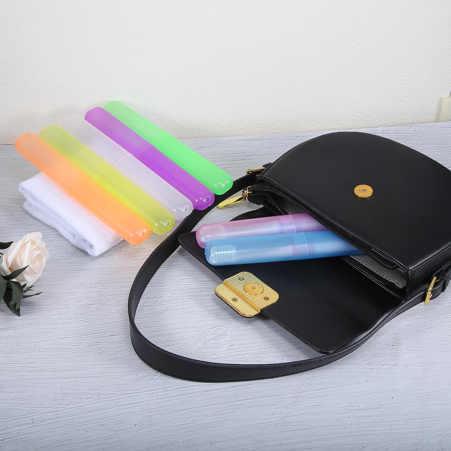 VOCOSTE 2 Pcs, Toothbrush Travel Case, Plastic, Lightweight Traveling Toothbrush Holders Case, for Travel Business, White, 7.48"x1.06"