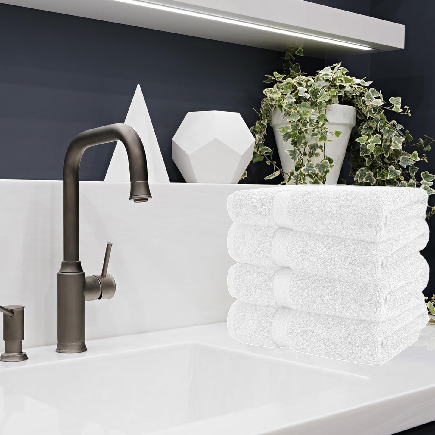 HERCULEAN Bath Sheet 30 x 60 Pack of 4 | 450 GSM Quick Dry and Highly Absorbent | 100% Cotton Terry Towels for Bathroom - Perfect for Shower - Pool and Spa - Luxury Soft Towels - White