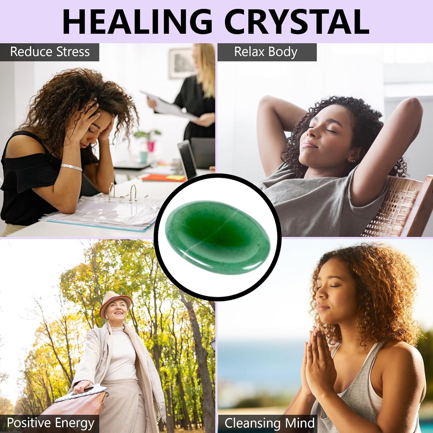 Green Aventurine Worry Stone – Crystal Thumb Worry Stone for Anxiety, Stress – Relaxing and Soothing Balance Stones for Meditation, Stress Relief – Healing Stones and Crystals for Men and Women