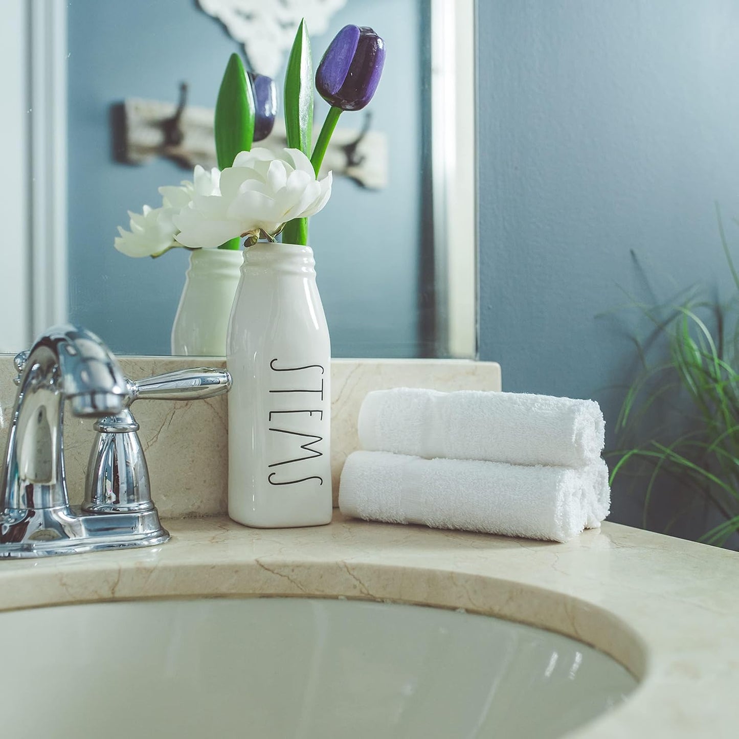 GREEN LIFESTYLE Dobby Border Towel 27x54 Cotton Blend Soft and Plush Crisp Highly Absorbent White Bath Towel Ideal for Home, Hotels, Pools, Spa (Pack of 24)