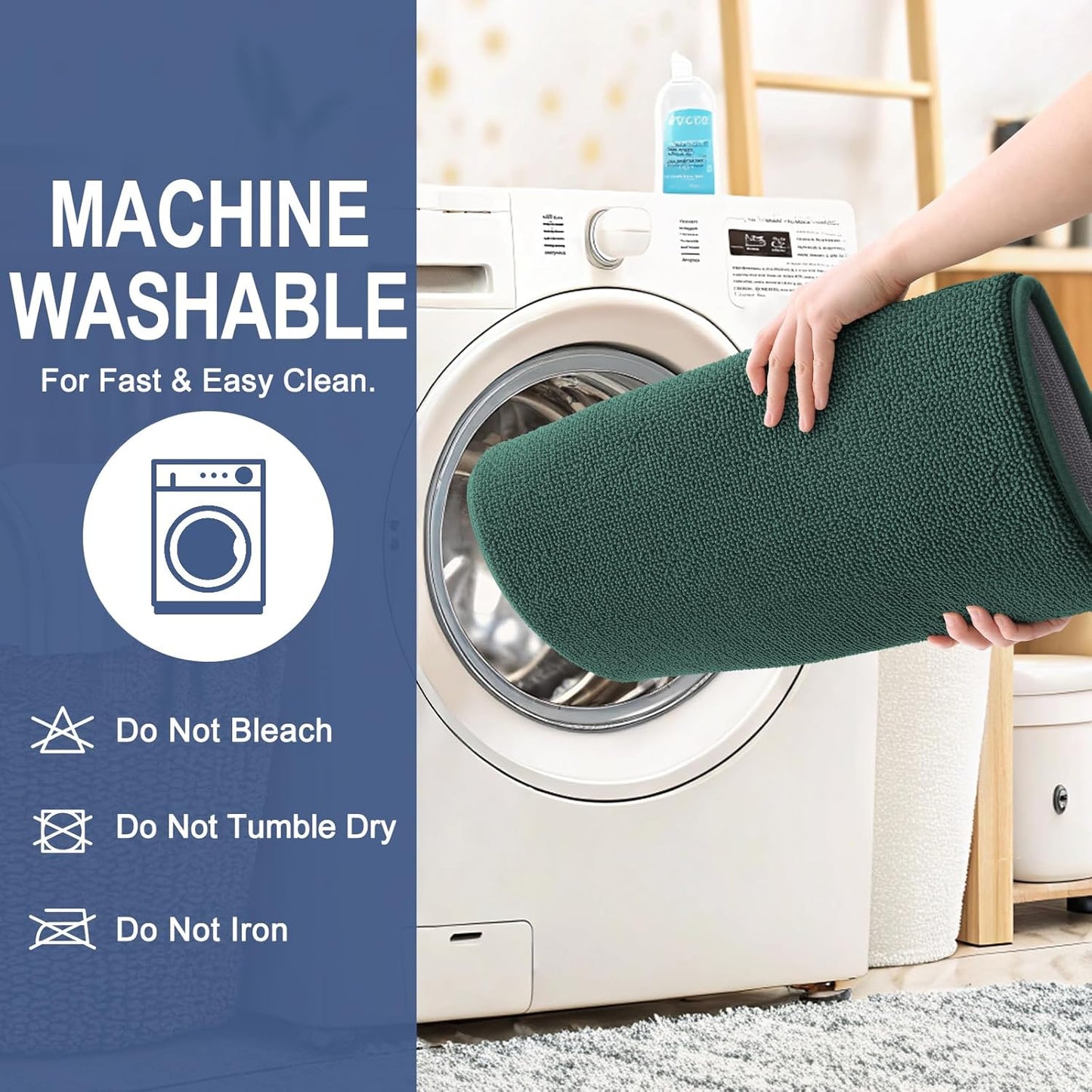 OLANLY Thick Memory Foam Bath Mat Rug 47x24, Extra Soft Absorbent Bathroom Rug, Quick Dry Bath Mats, Non-Slip, Washable Carpet for Bathroom, Tub and Shower, Home Decor Accessories, Blackish Green