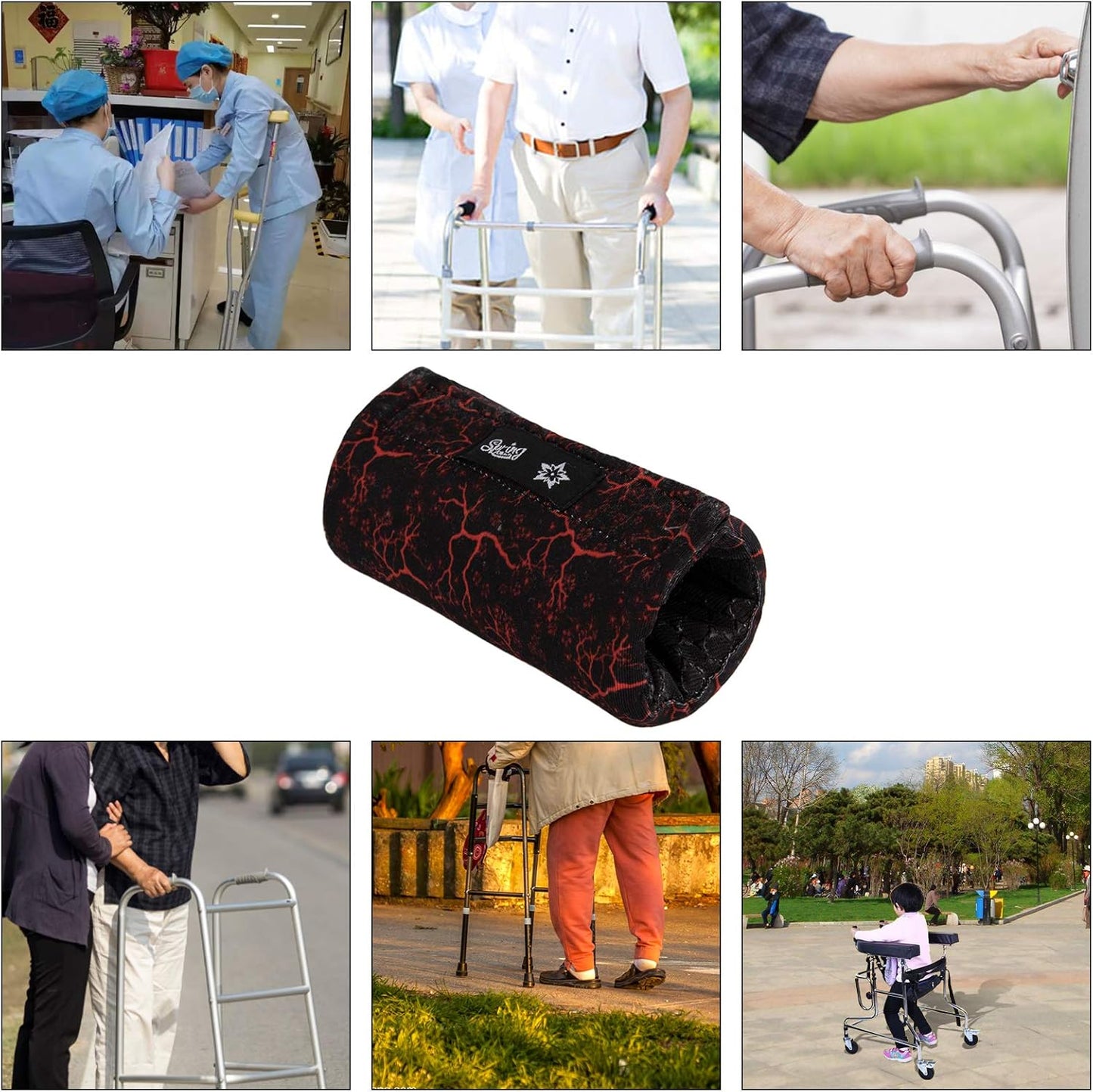 Universal Walker Hand Grip Padded Covers Non-Slip Cushion Foam for Folding Wheelchair Rollator Crutch Handle Pads 2-Pack