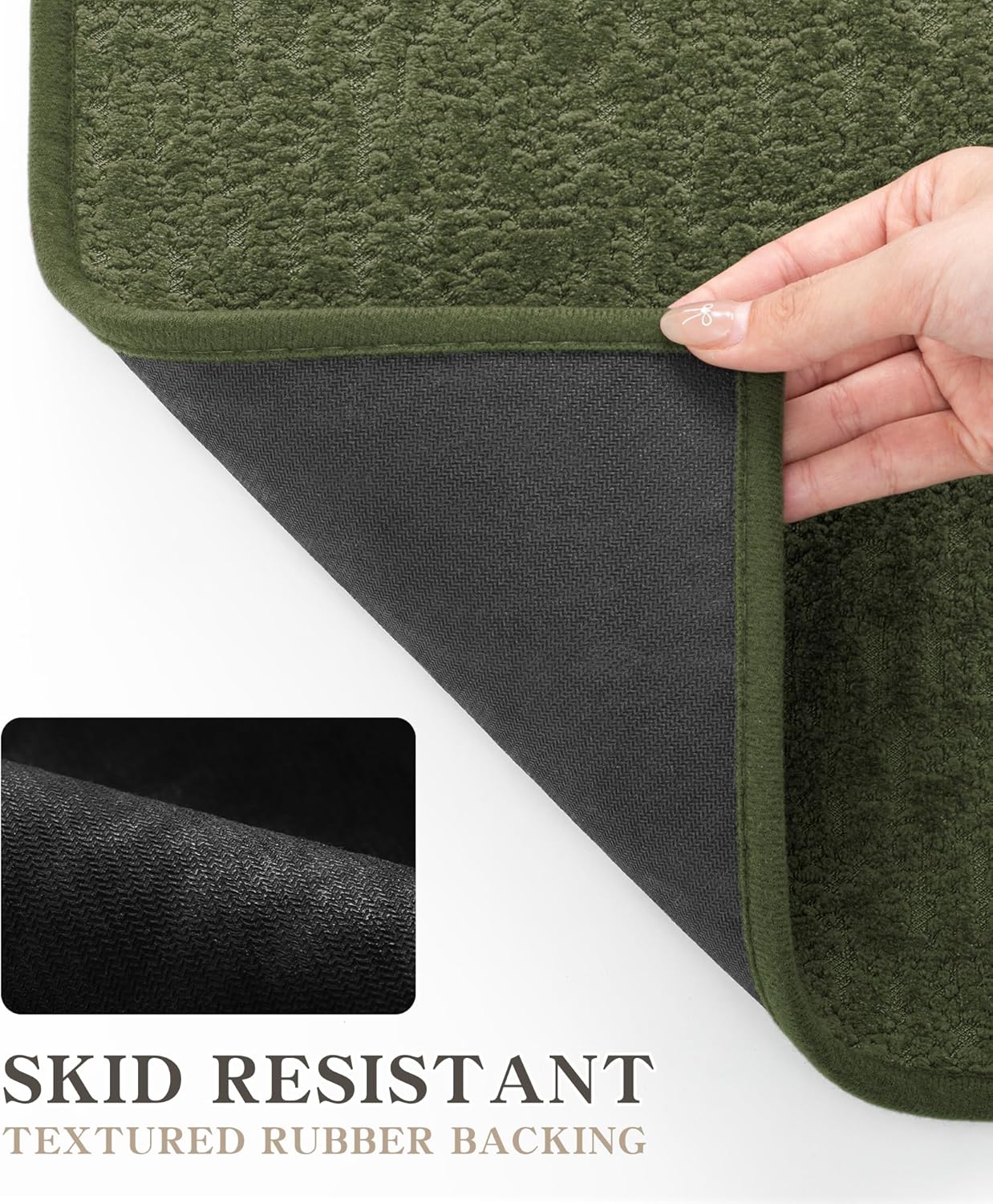 chakme Bathroom Rugs Mat 24x17, Ultra Thin Non Slip Bath Mat Small Quick Dry Absorbent Bath Mat for Bathroom Floor, (Dark Green, 24"x17")