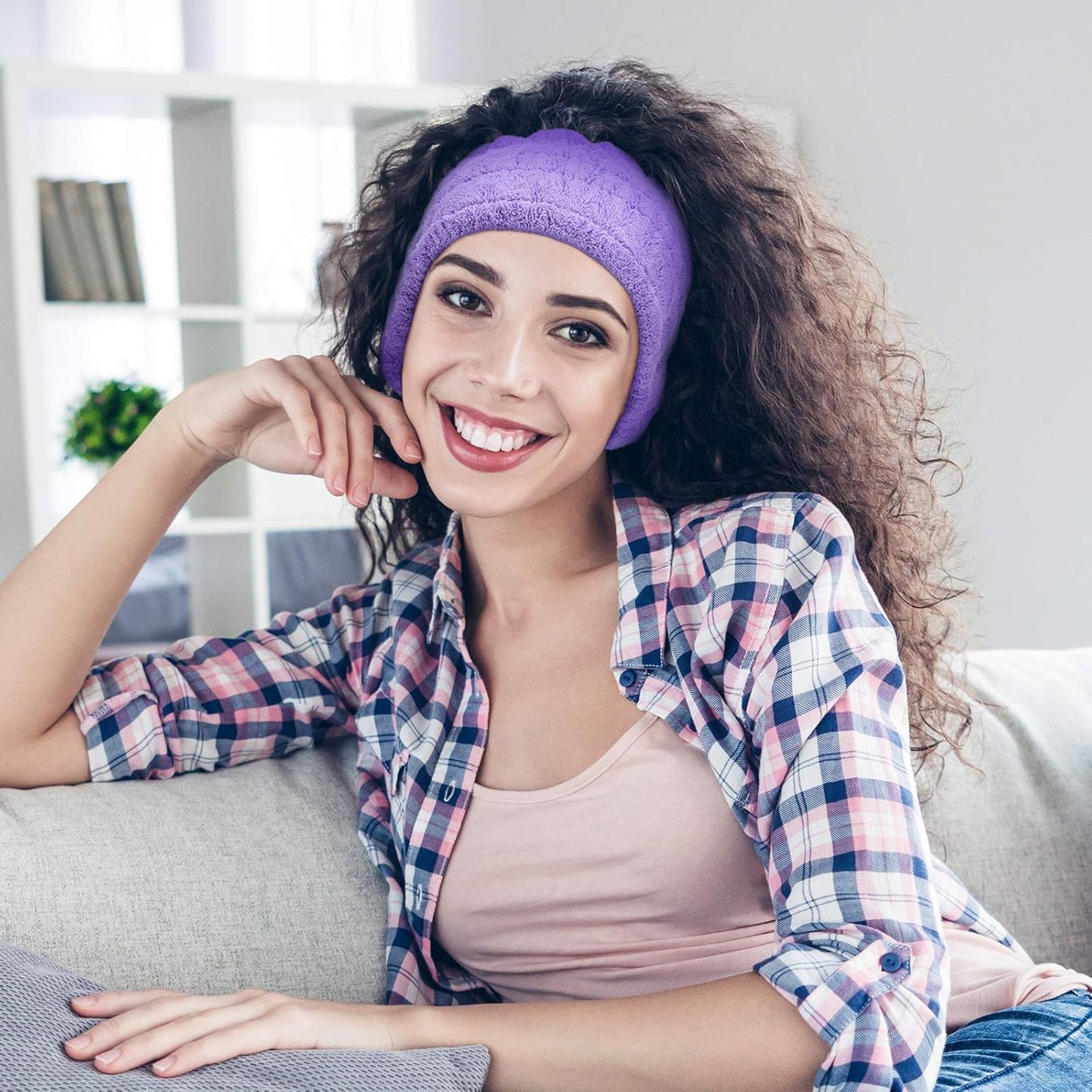 WILLBOND 6 Pieces Extra Wide Band 5 Inch Spa Facial Microfiber Headband Elastic Makeup Headbands Hair Accessories for Thick and Curly Hair, 6 Colors