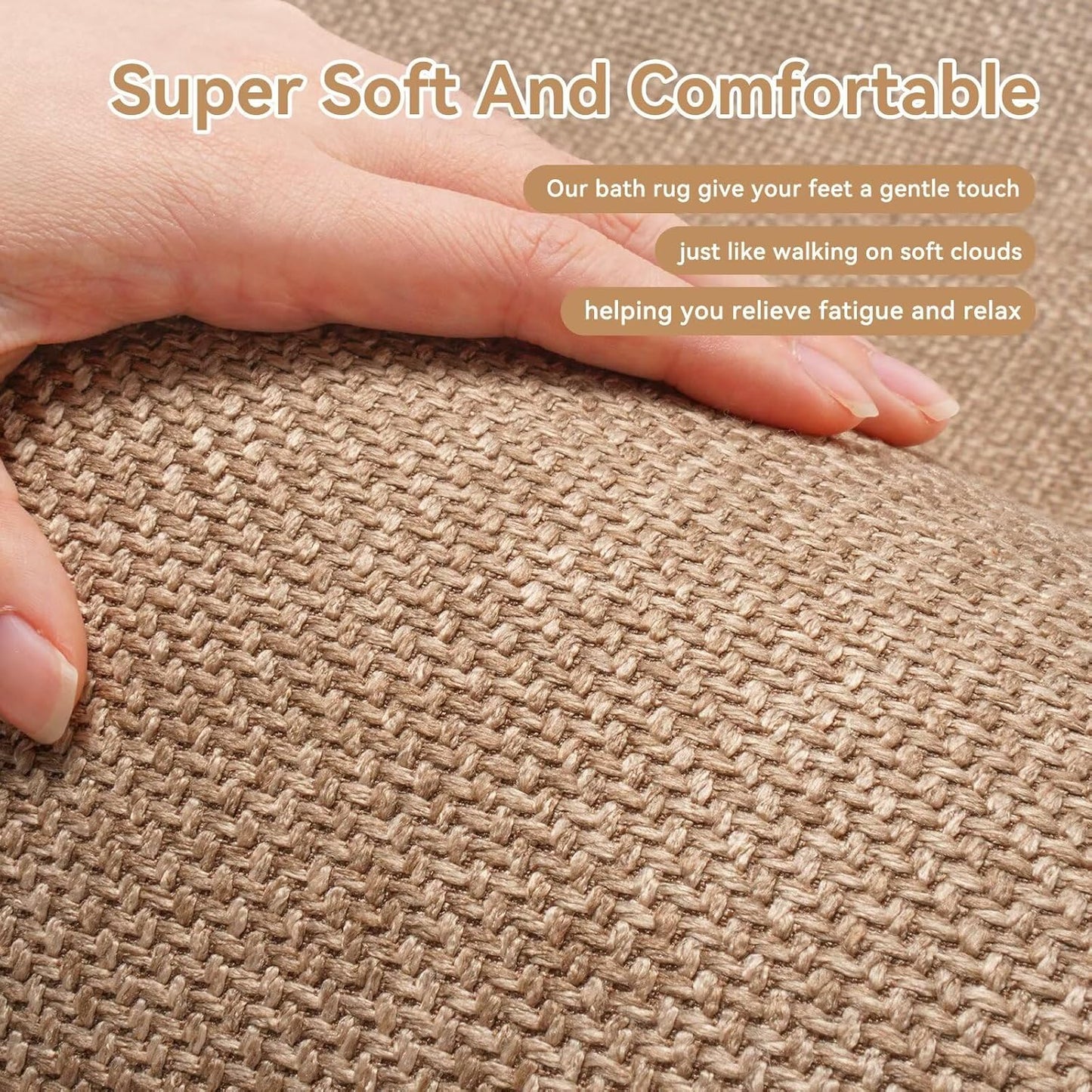 Braided Bathroom Runner Rugs Bath Mat Non Slip Washable, Rubber Backing Super Absorbent Ultra Thin Quick Dry Bath Rug Bathroom Floor Mat, Ideal for Hallway Bedroom Laundry Room, Brown 16"x47"