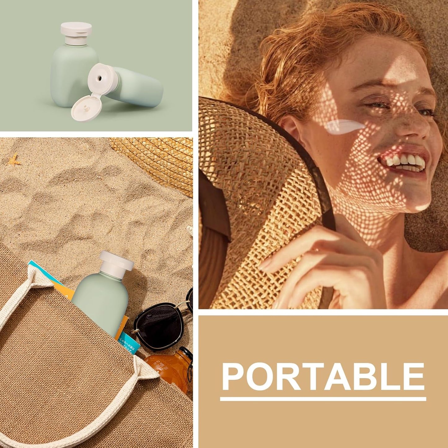 3.4 oz Small Plastic Travel Shampoo Bottles, Empty Plastic Squeeze Bottles with Flip Cap for Toiletries, Leakage-proof Travel Shampoo and Conditioner Bottles (4 pack, Green)