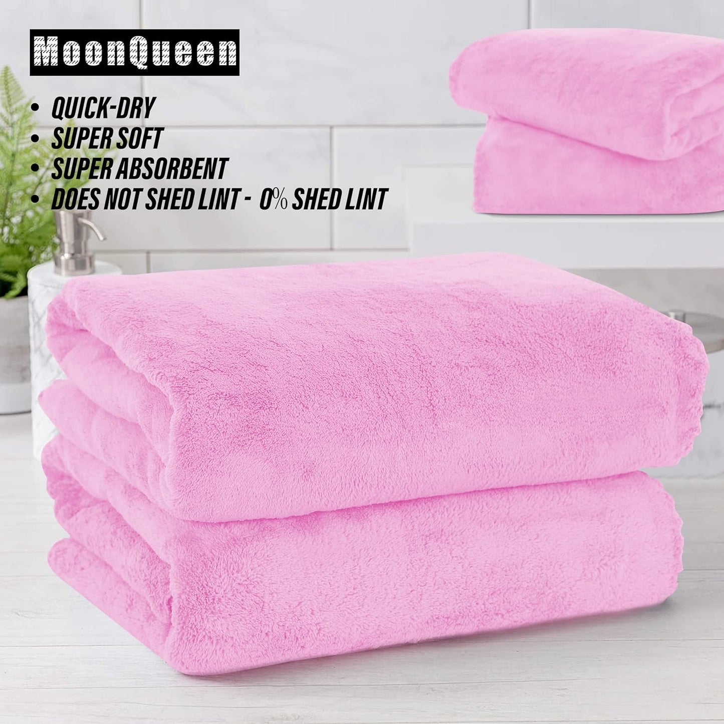 MOONQUEEN 2 Pack Premium Bath Towel Set - Quick Drying - Microfiber Coral Velvet Highly Absorbent Towels - Multipurpose Use as Bath Fitness, Bathroom, Shower, Sports, Yoga Towel (Frozen Berry)