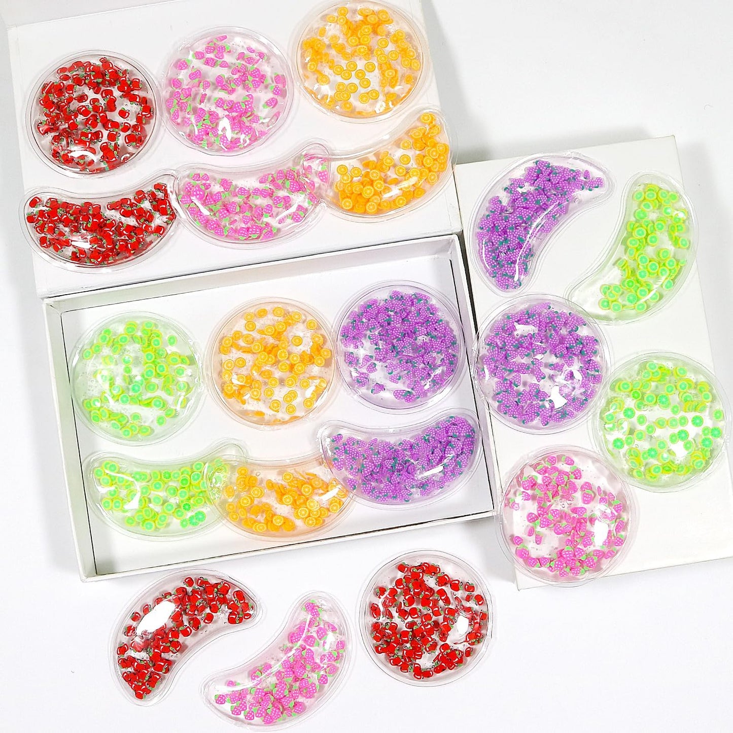 4PCS Gel Eye Ice Pack Set, Cold & Hot Compress, Reusable Cooling Gel Pads for Strain Relief, Relaxation, SPA and Sleep (4 Apples)