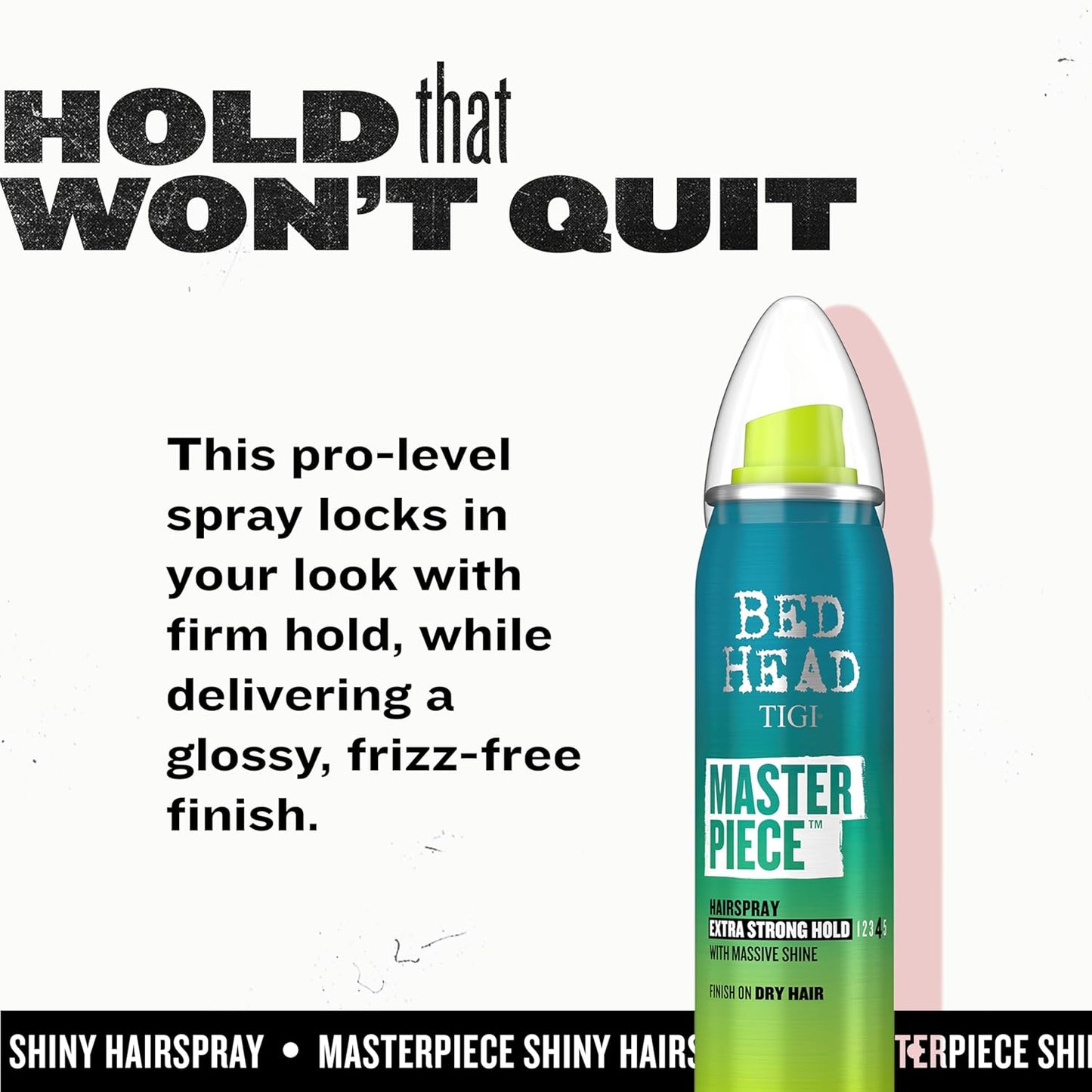 TIGI Bed Head Frizz Control Travel Hairspray Extra Hold Masterpiece Hair Care Spray for Incredibly Shiny and Glossy Hair, 2 oz, Mini Hair Spray