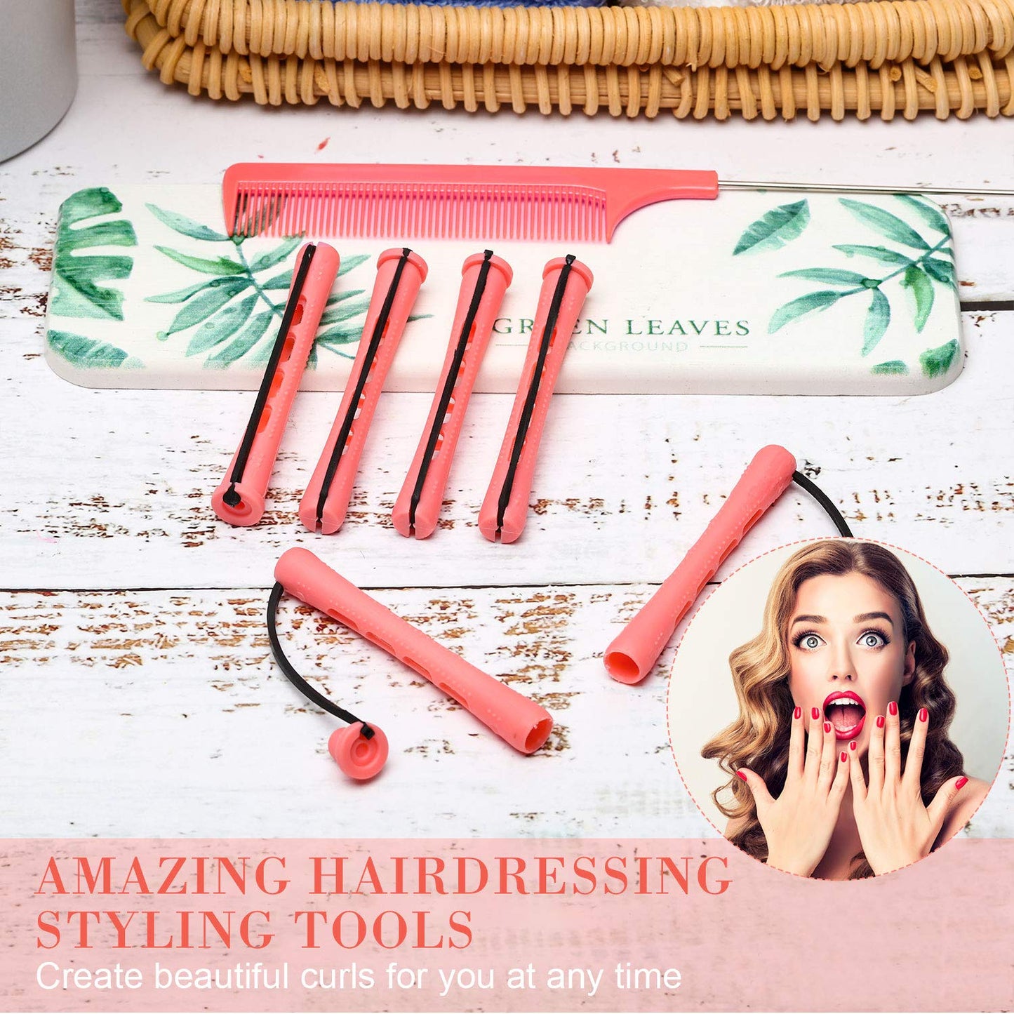 WILLBOND 36 Pieces Cold Wave Rod Hair Perm Rods Hair Rollers Perming Curlers with Steel Rat Tail Comb for Hairdressing Styling