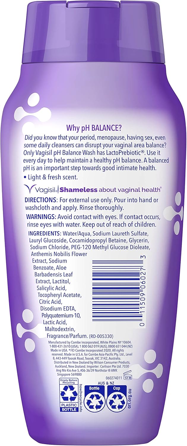 Vagisil Feminine Wash for Intimate Area Hygiene, pH Balance, Gynecologist Tested, Hypoallergenic, 12 oz, (Pack of 1)