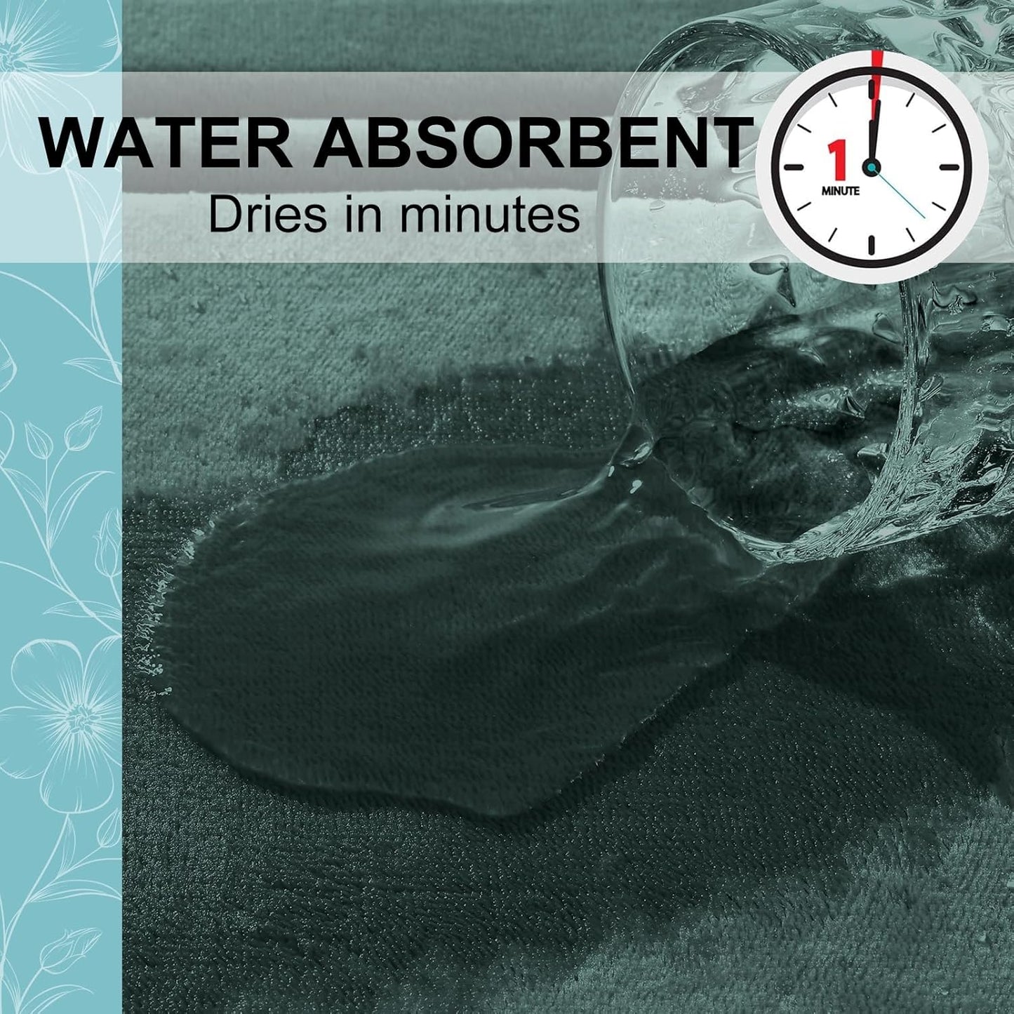 Grandaily Memory Foam Bath Mat Rug 30x20, Ultra Soft, Non-Slip and Absorbent Bathroom Rugs, Machine Wash Dry, Comfortable Bath Carpet for Bathroom Floor, Tub and Shower, Dark Green