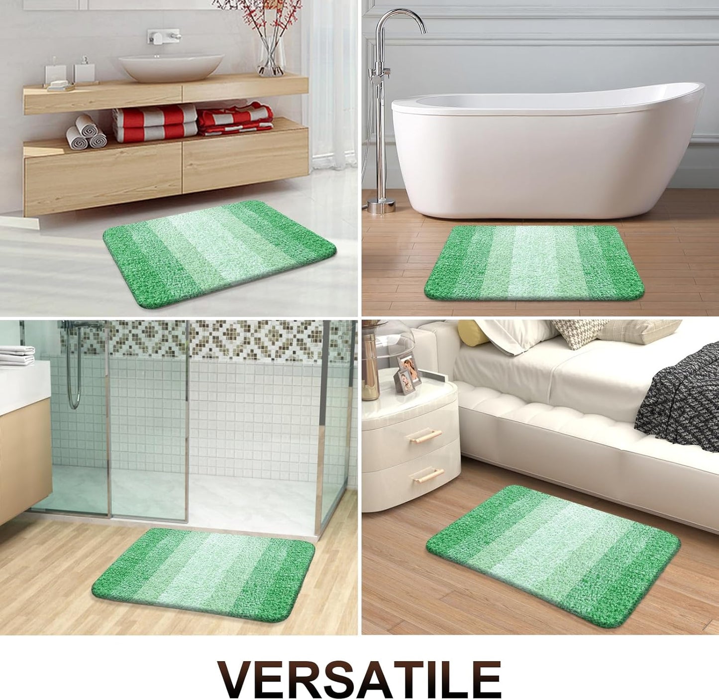OLANLY Bathroom Runner Rugs 44x24, Extra Soft Absorbent Microfiber Bath Rugs, Rubber Backing, Quick Dry, Machine Washable Bath Mats for Bathroom Floor, Tub and Shower, Home Decor Accessories, Green