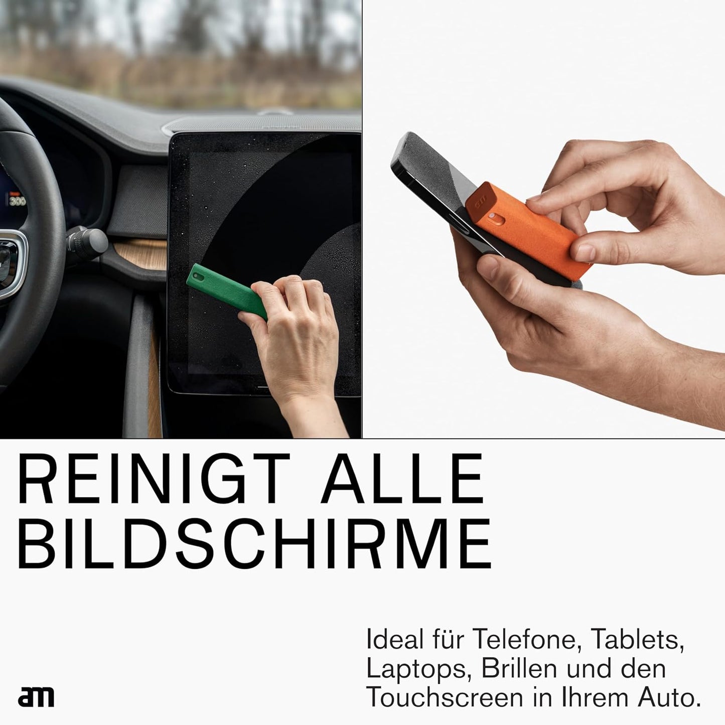 am Screen Cleaner Mist Spray with Microfiber Cloth Around β Alcohol-Free, Streak-Free Screen Cleaning Kit for Smartphones, Tablets, Laptops, Smart TVs & Car Screens, 1 Pack, Pink