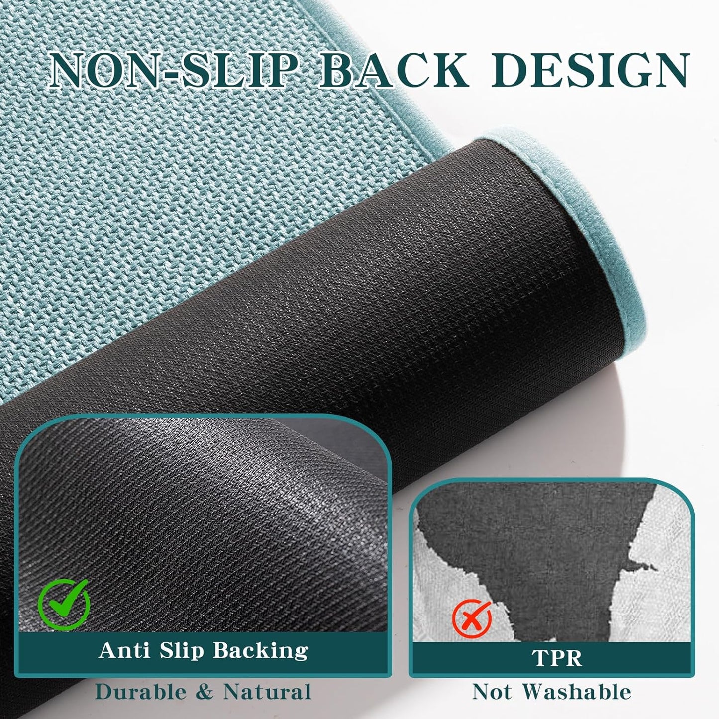 chakme Bathroom Rugs Mat 59x25, Ultra Thin Non Slip Bath Mat Large Quick Dry Absorbent Bath Mat for Bathroom Floor, (Navy Blue, 59"x25")