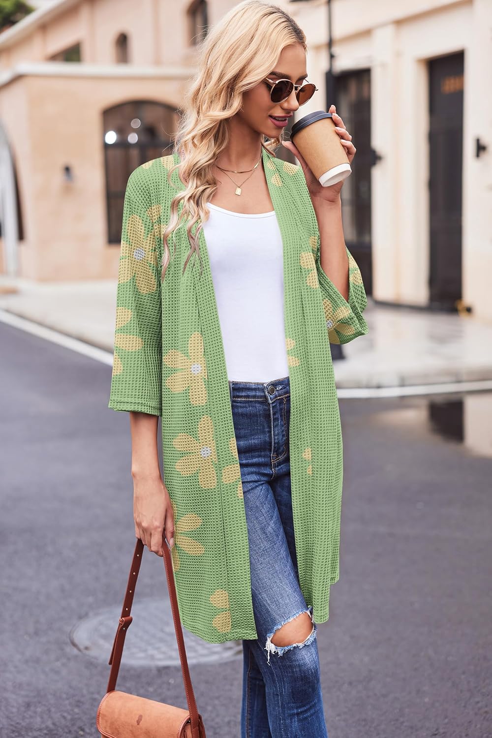 Ekouaer Robes for Women Waffle Knit Bathrobe Soft Lightweight Knee Length Loungewear S-XXL