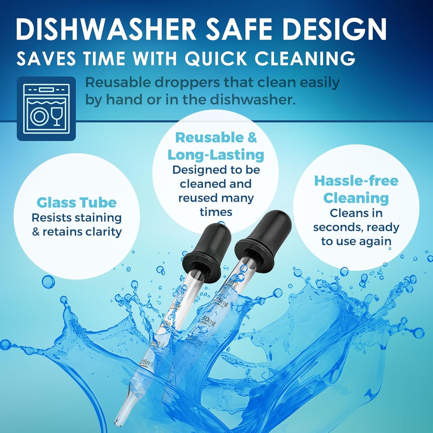 MEDca Eye Dropper - (Pack of 2) Bent & Straight Tip Calibrated Glass Medicine Droppers for Medications or Essential Oils Pipette Dropper for Accurate Easy Dose and Measurement (1 mL Capacity)