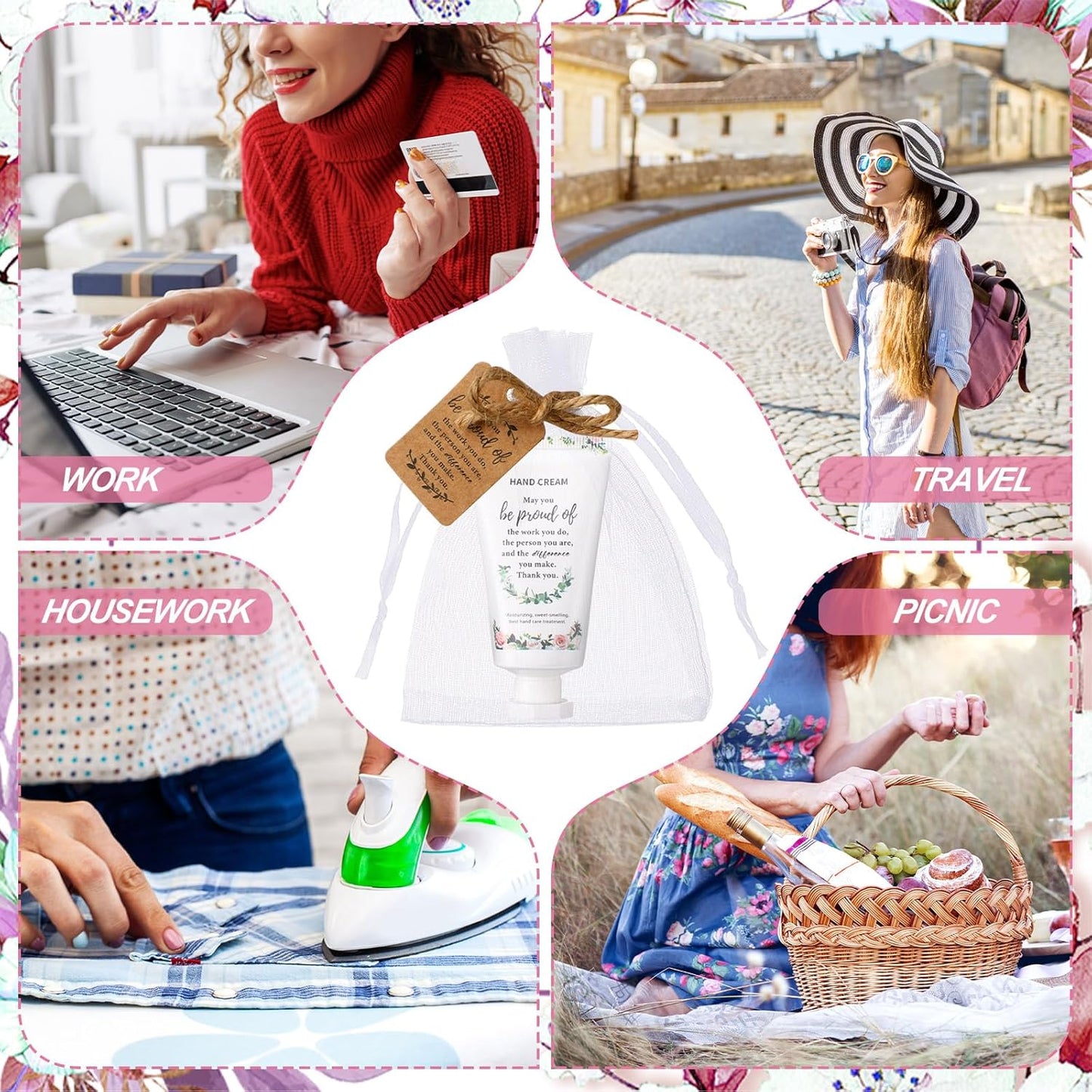 48 Sets Hand Mini Lotion Bulk Employee Appreciation Gifts Travel Size Hand Cream Bulk Inspirational Thank You Team Gifts for Birthday Christmas Teachers Coworkers Office Staff(Cute)