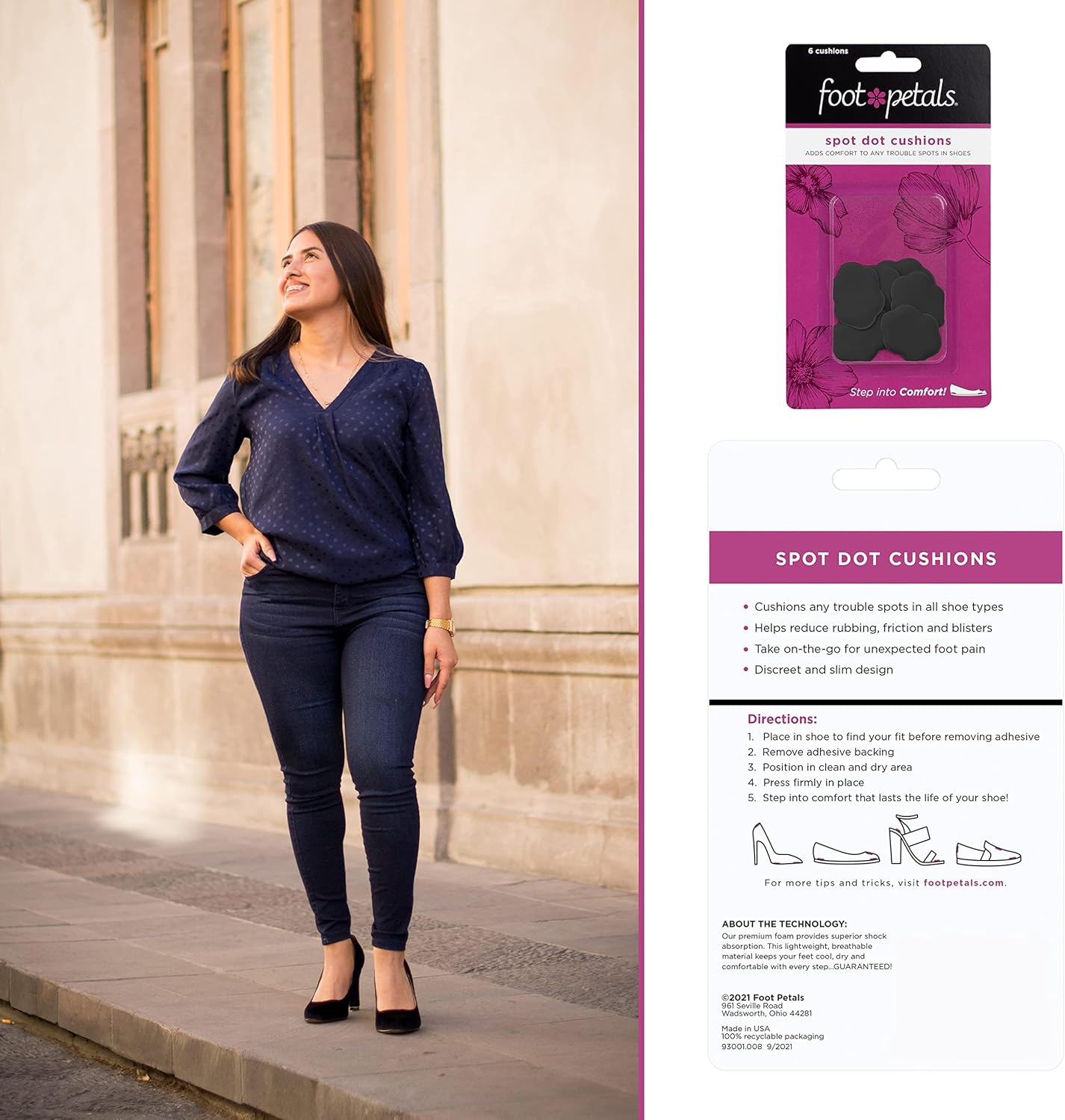 Foot Petals Spot Dot Cushion, Pressure Point Solution for Blister Relief, Rub Protection, Women's Heels, Pumps, Flats