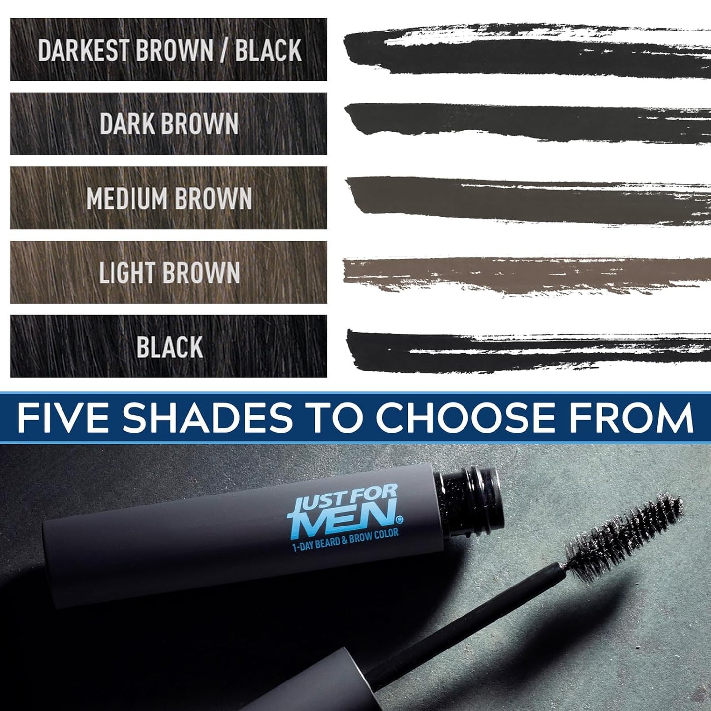 Just for Men 1-Day Beard & Brow Color, Temporary Color for Beard and Eyebrows, For a Fuller, Well-Defined Look, Up to 30 Applications, Dark Brown