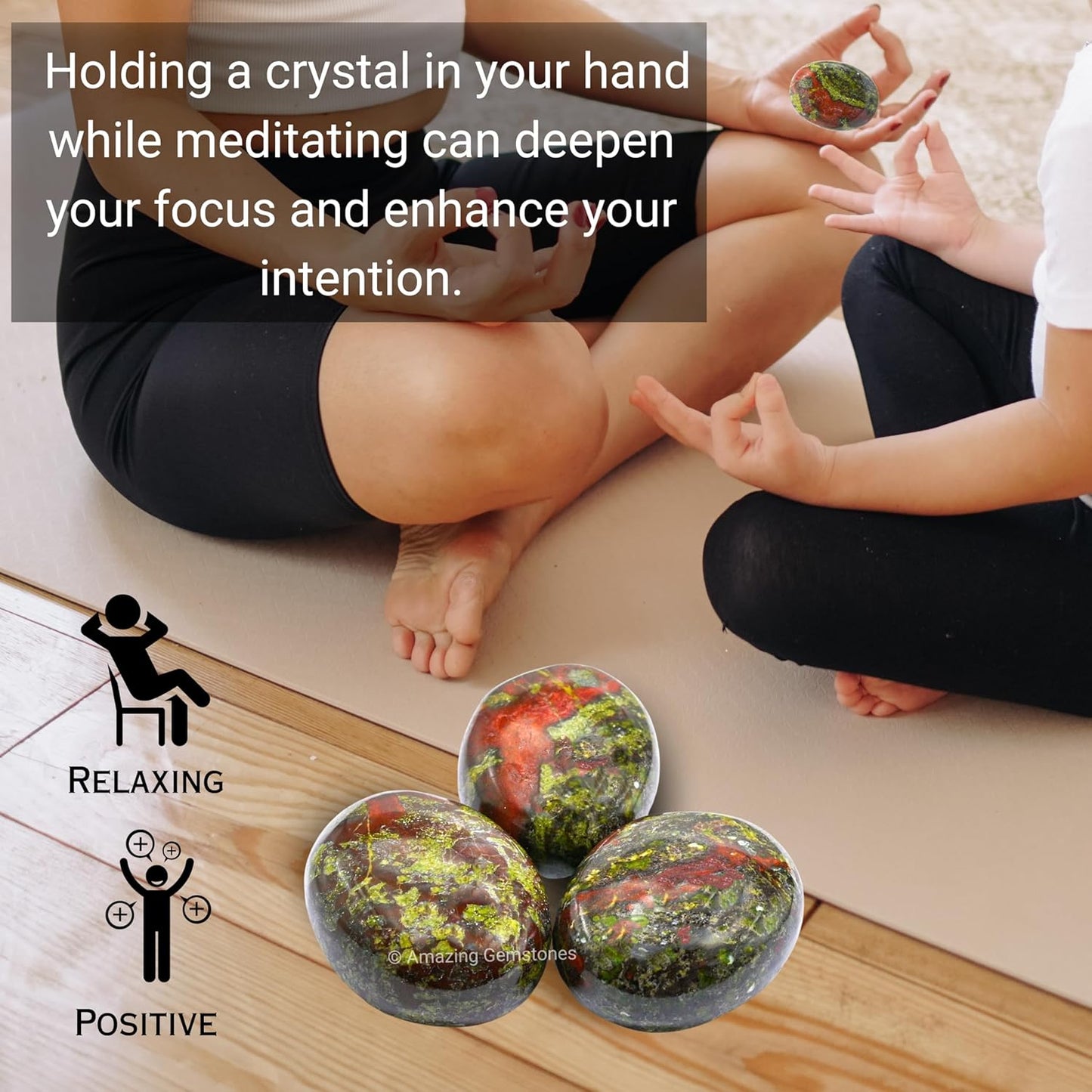 Amazing Gemstone Dragon Bloodstone Crystals and Healing Stones - Large Palm Stone Crystals Piedra - Crystal for Good Luck, Positive Energy, Meditation - Unique Stocking Stuffers and Birthday Gifts