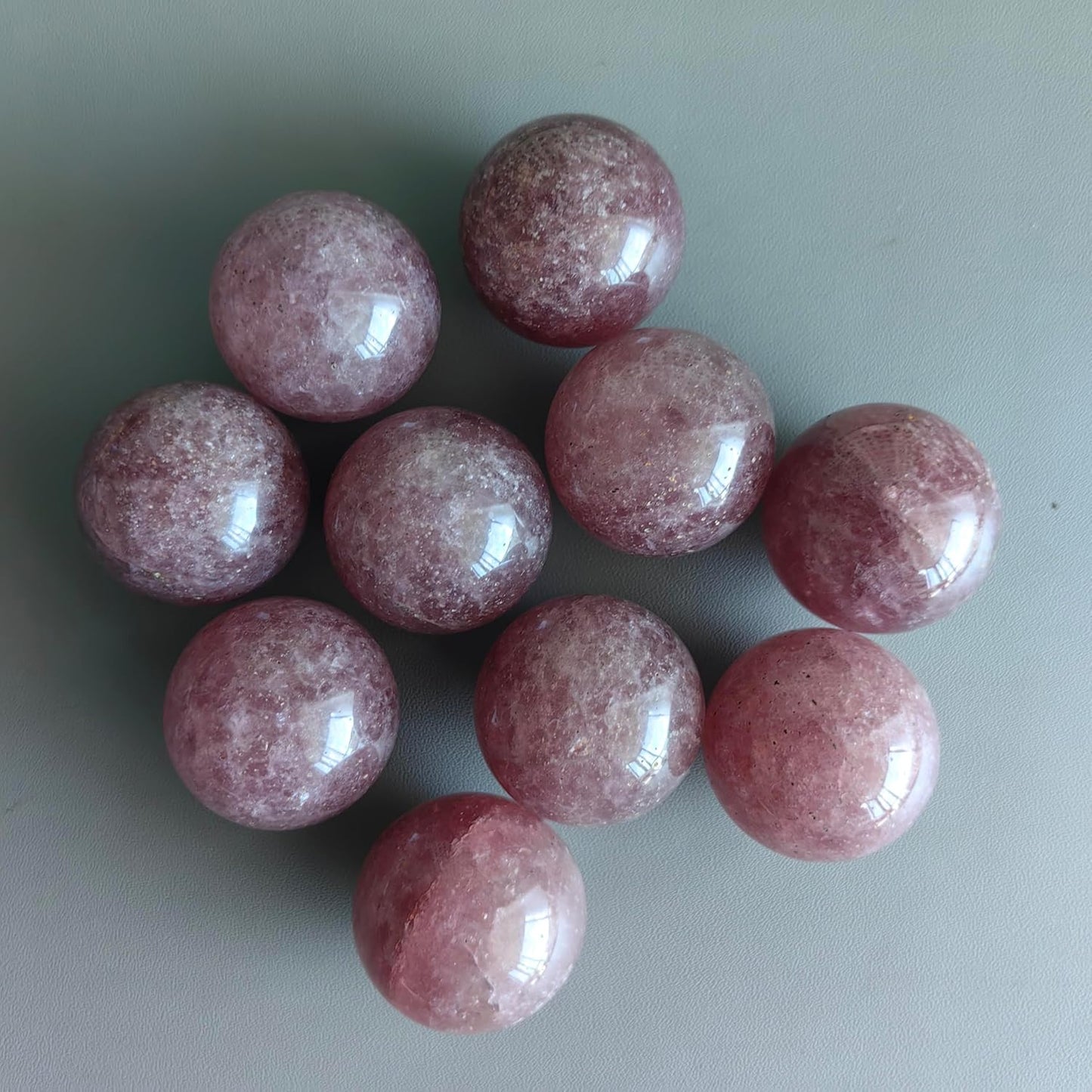 Hand Exercise Balls 30mm for Women - Set of 2 Natural Crystal Stone Spheres - Finger Joint Relief & Stress Relax, Perfect Size for Women's Hands, Strawberry Quartz