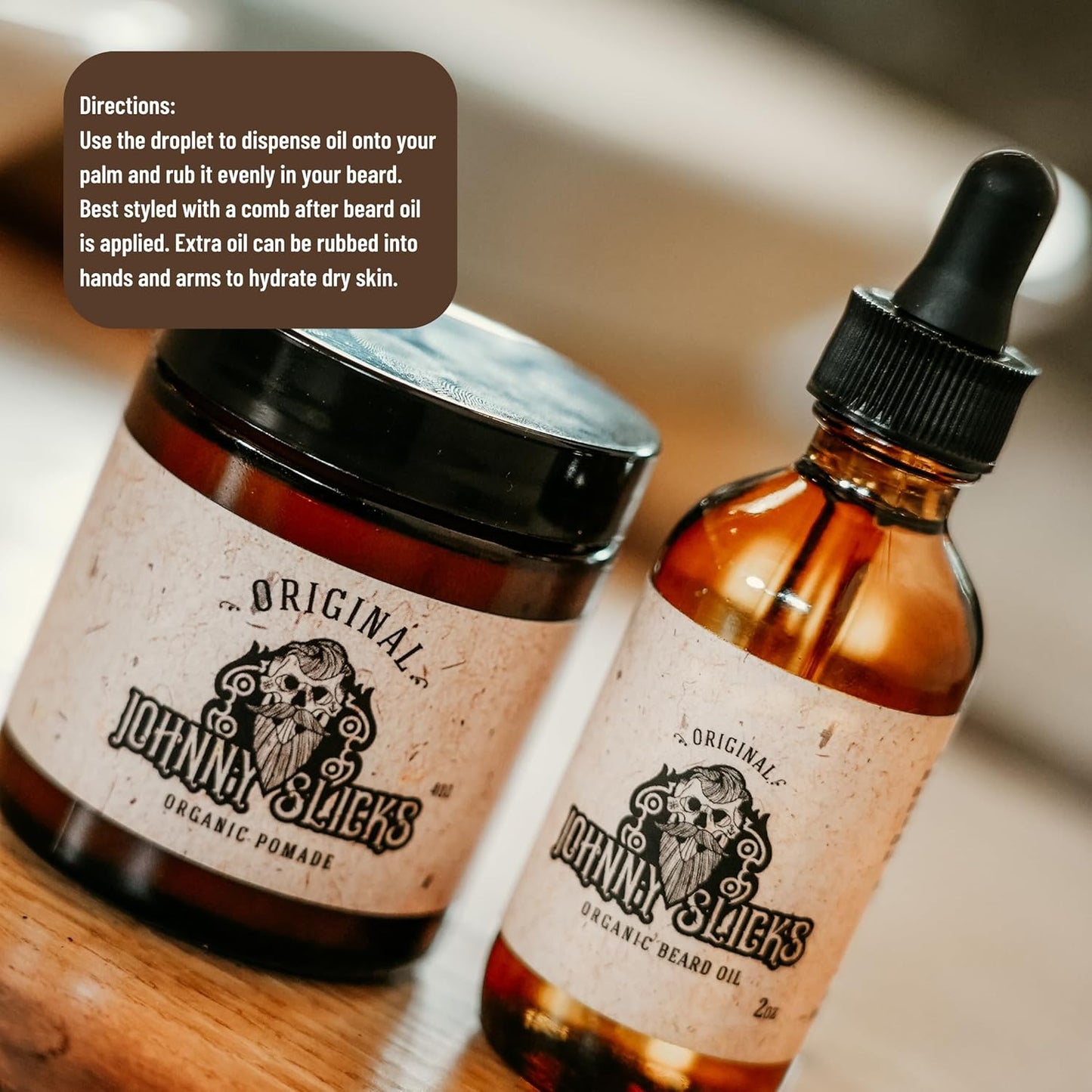 Johnny Slicks Organic Beard Oil | Moisturizes, Reduces Dry Skin & Itch | US Made, Veteran Owned (Chemical-free w/Tea Tree, Jojoba, Coconut & Argan), Original