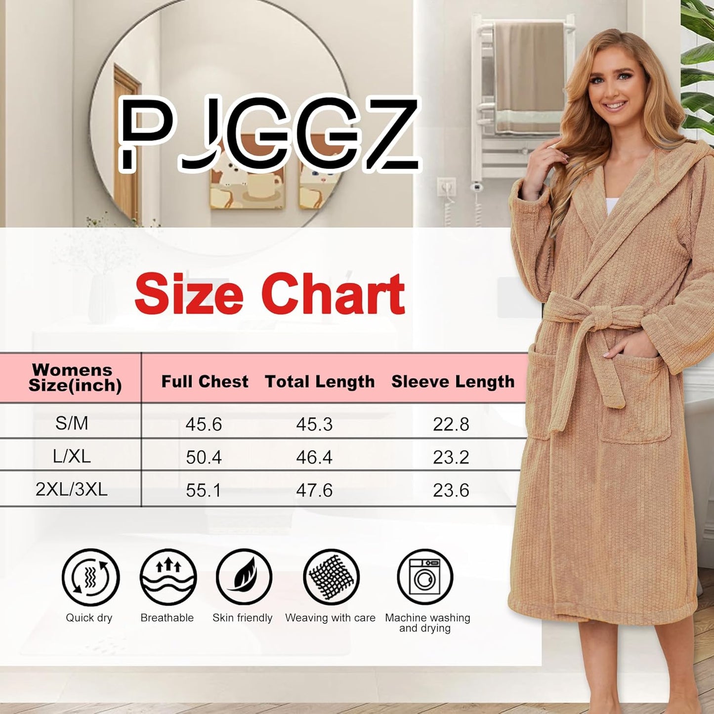 Hooded Bathrobes for Women, Soft Long Towel Robes for Women - Quick Dry yet Warm