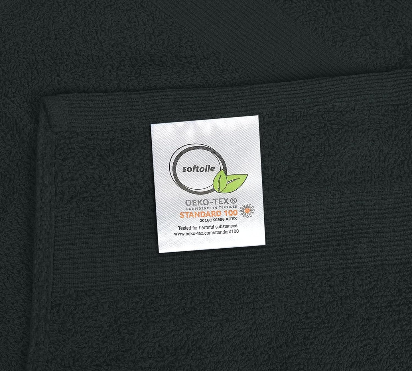 Premium Wash Cloths Pack of 12 (13" x 13") 100% Ring Spun Cotton | Luxury Washcloths | Ultra Soft Face Towels | Highly Absorbent Wash Cloths for face (Black)