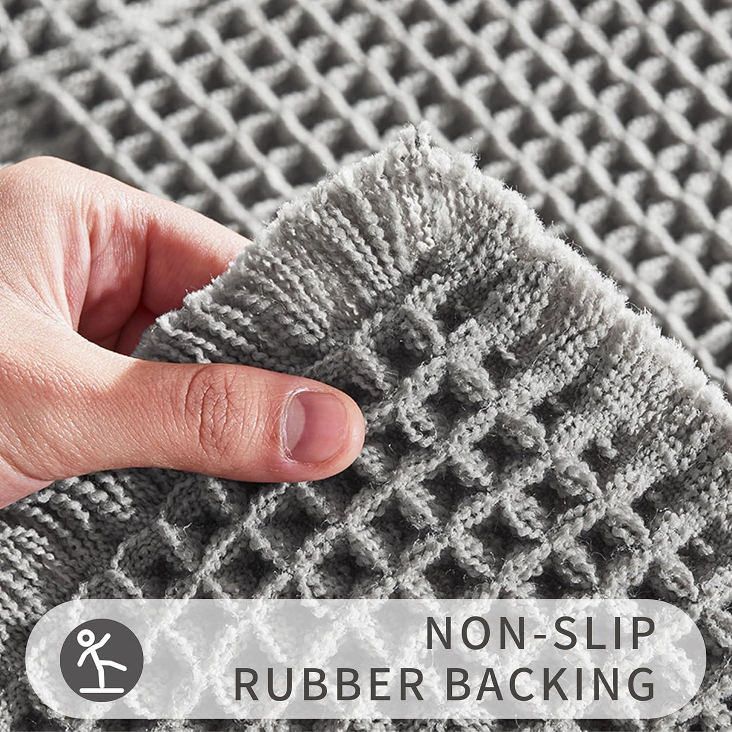 Bath Mats for Bathroom Non Slip,Waffle Luxury Bath Mat,Machine Washable Bath Mat for Shower,Ultra Soft Bathmat,Gray,17" x 24"
