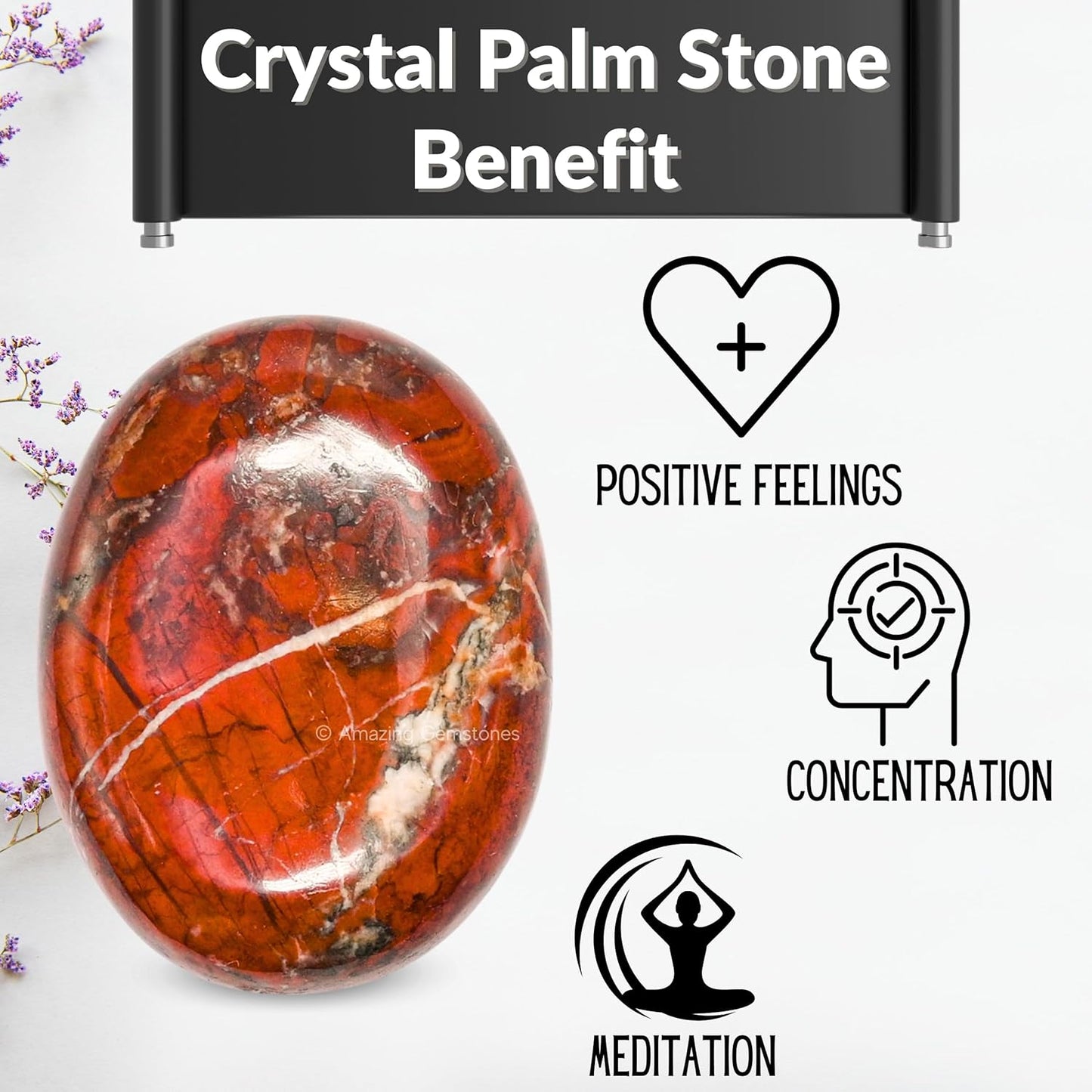 Brecciated Jasper Crystals and Healing Stones - Large Palm Stone Crystals Piedra - Crystal for Good Luck, Positive Energy, Meditation - Unique Stocking Stuffers and Birthday Gifts for Women, Men