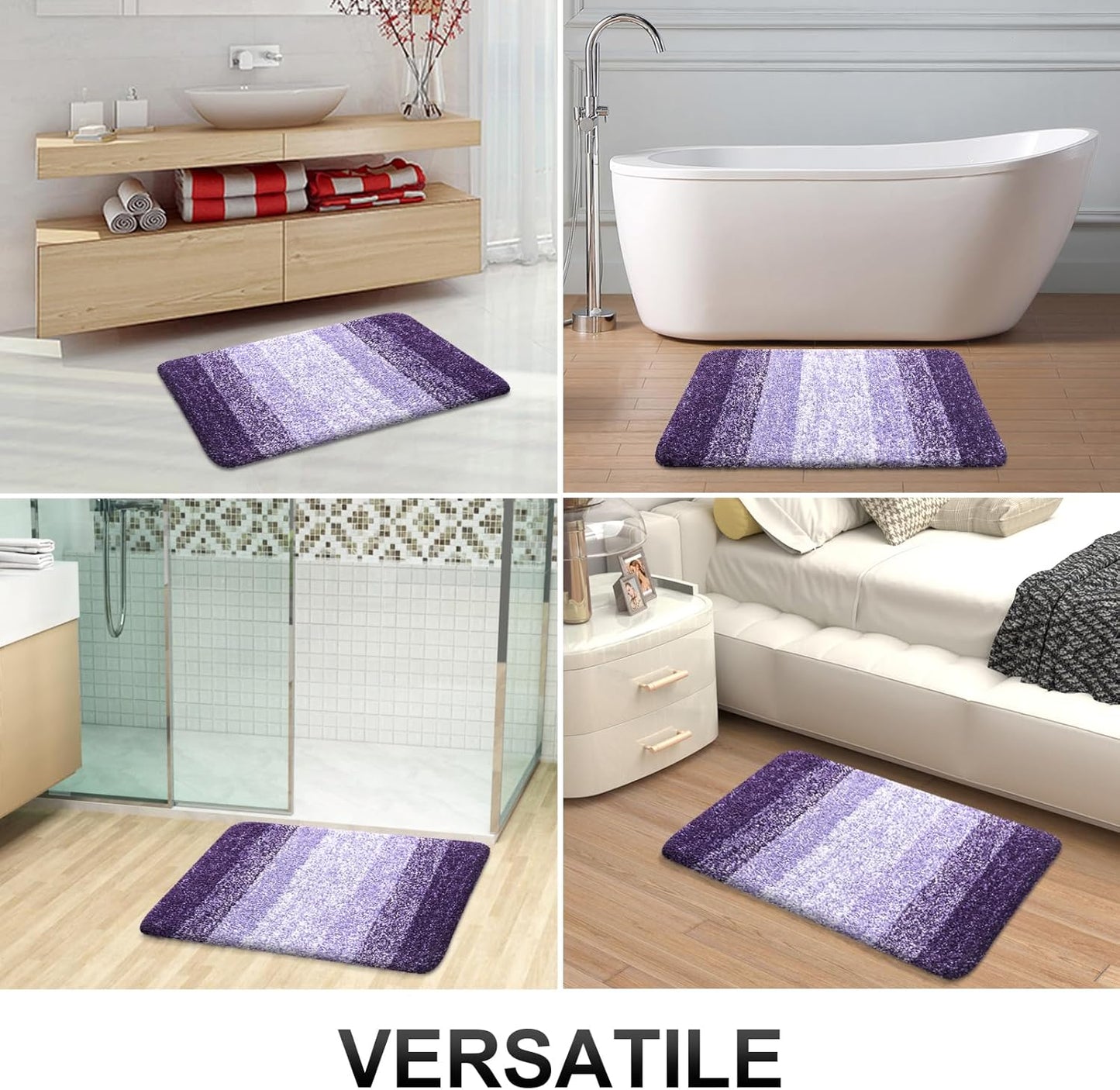 OLANLY Bathroom Rugs Mat 36x24, Extra Soft Absorbent Microfiber Bath Rugs, Rubber Backing, Quick Dry, Machine Washable Bath Mats for Bathroom Floor, Tub and Shower, Home Decor Accessories, Violet