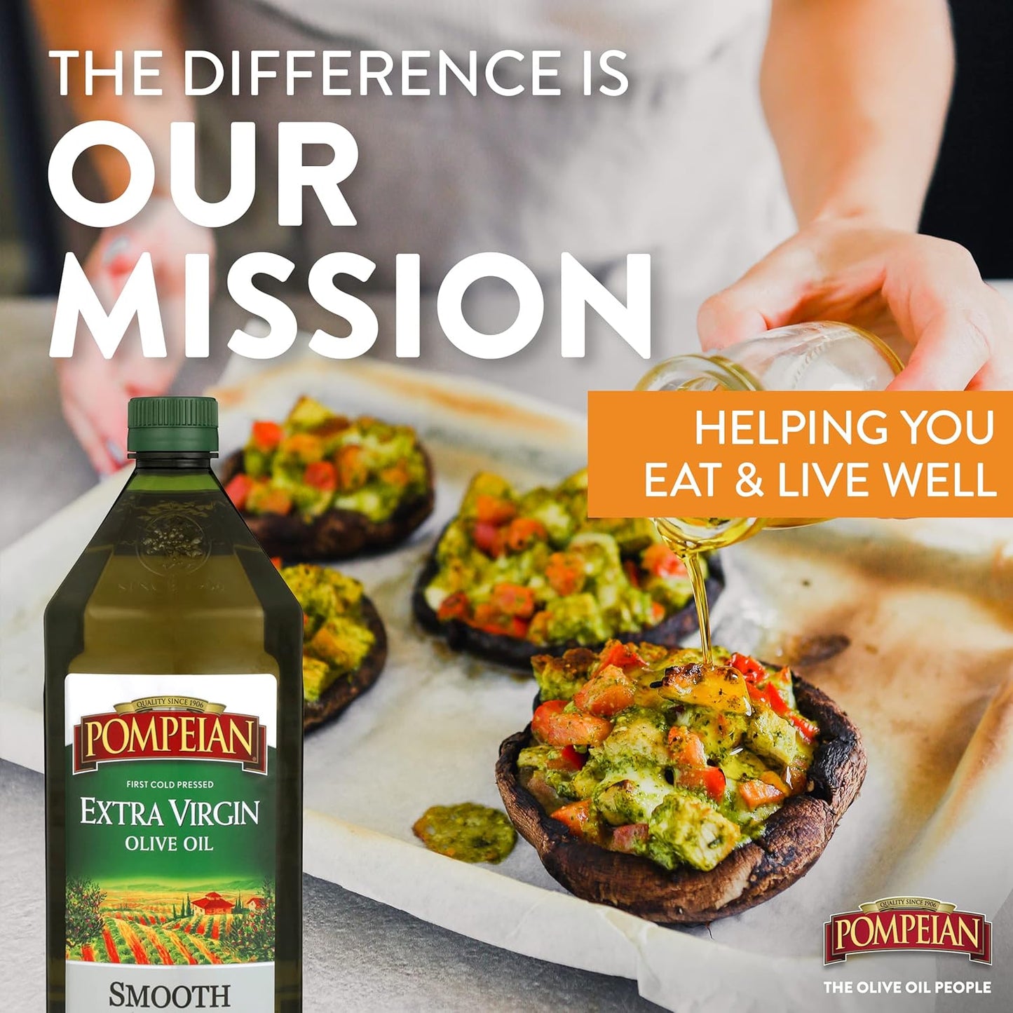 Pompeian Smooth Extra Virgin Olive Oil, Contains Polyphenols, First Cold Pressed, 48 Fl Oz