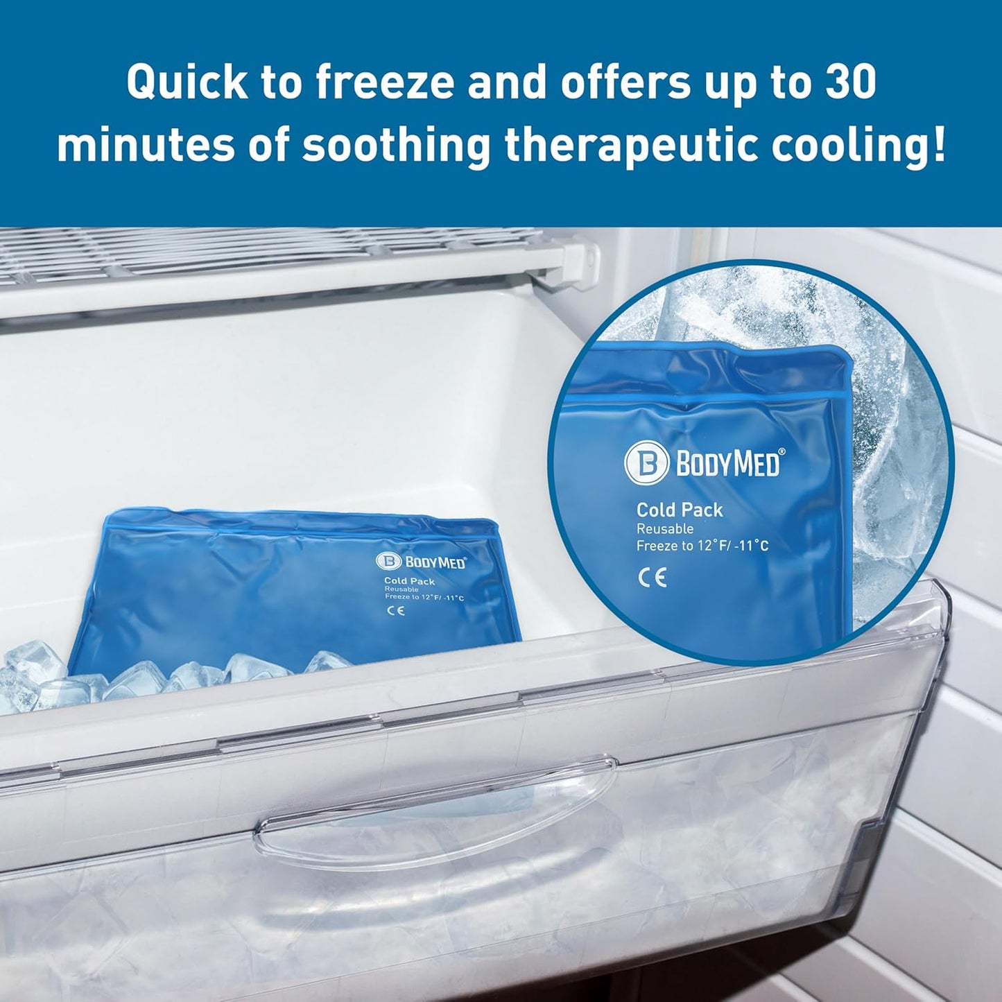 BodyMed Reusable Vinyl Ice Pack (2-Pack) for Knee, Arm, Elbow, Shoulder, Back - Professional Grade Cold Therapy for Injuries, Aches, Swelling, Bruises, Sprains - 14 in. x 12 in. (Standard)