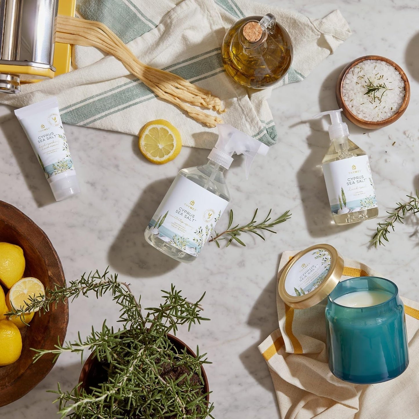 Thymes Hard-Working Hand Cream - Hand Moisturizer with Shea Butter, Sunflower Seed Oil & Pro-vitamin B5 - For Women & Men - Travel Size - Skin Care (Cyprus Sea Salt, 2.5 fl oz)